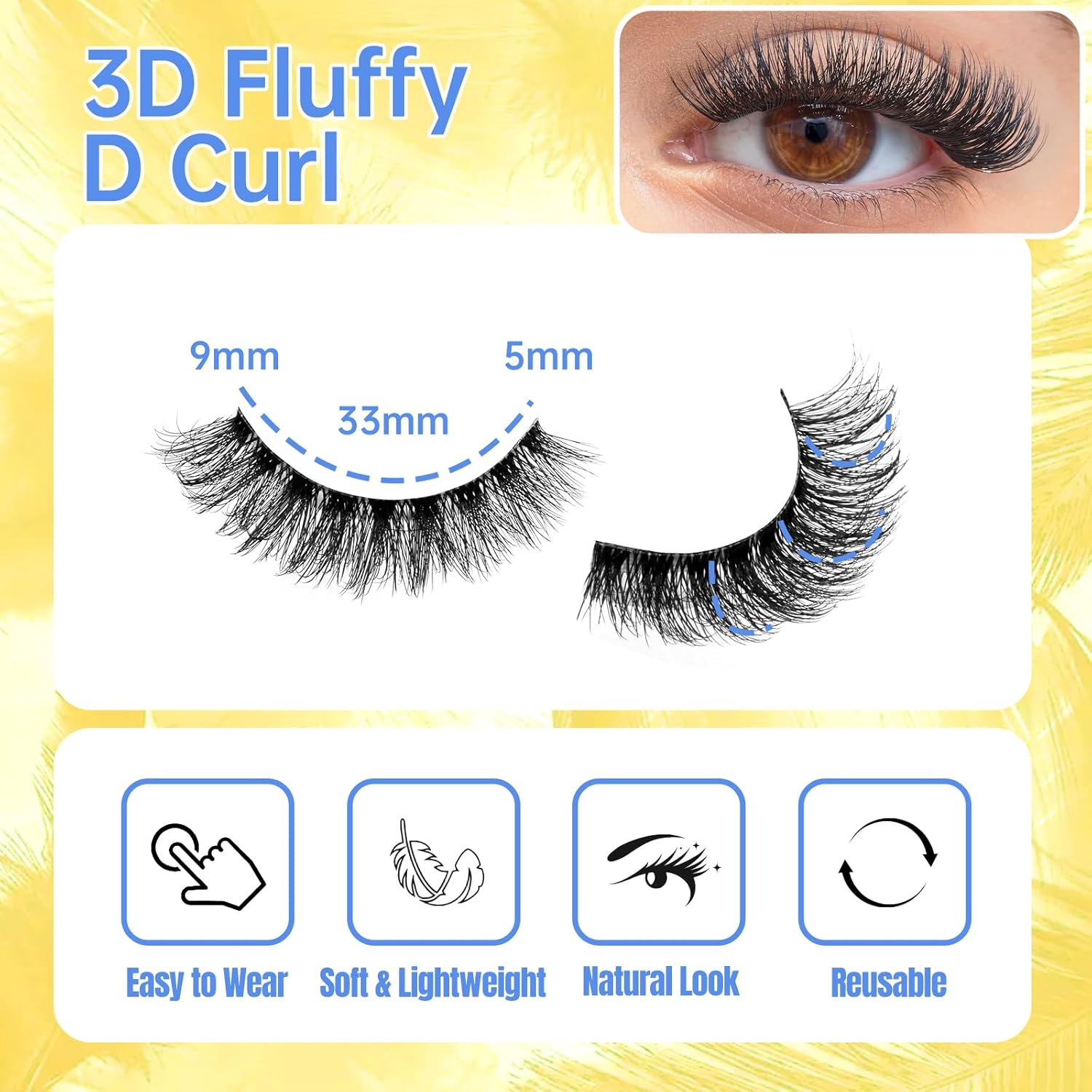 GEMERRY Natural Lashes Wispy Strip Eyelashes Classic Look False Eye Lashes Eyelash Fake Soft Fluffy Lash 10 Pairs(Lz-201) image number 6