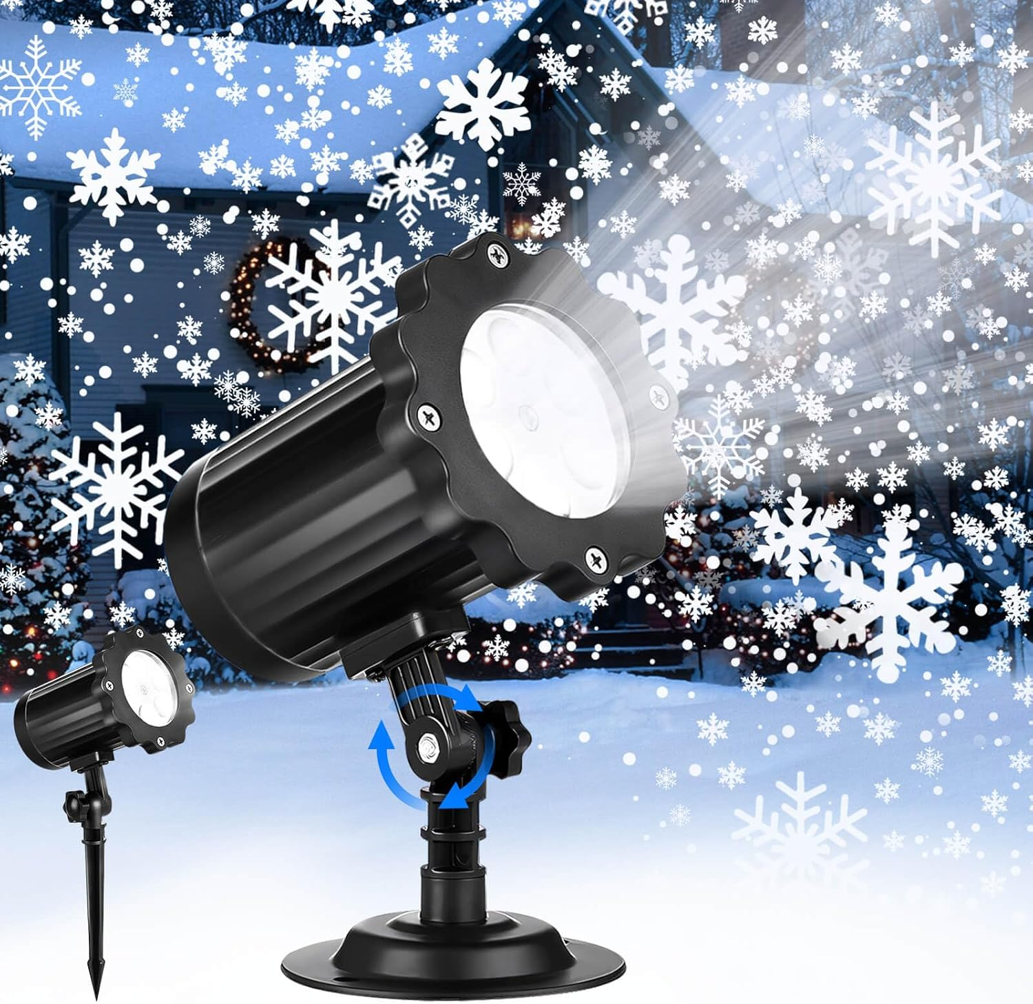 Christmas Projector Lights Outdoor/Indoor, Waterproof LED Christmas Snowflake Projector Lights for Halloween, Christmas, Home Birthday Party and Garden Decoration image number 5