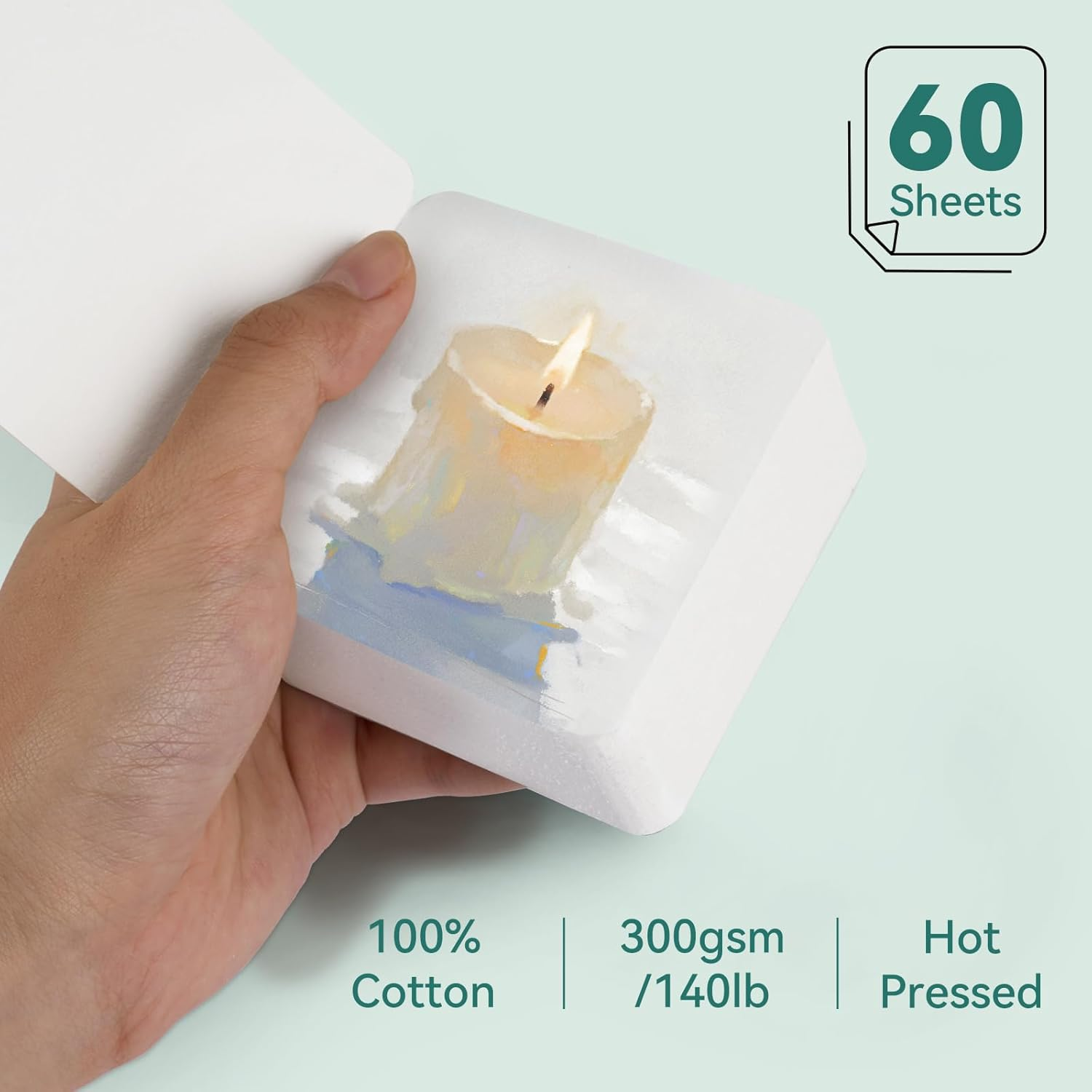 Lightwish 60 Sheets Mini Watercolor Sketchbook 2.6 X 2.6 Inch 300Gsm/140Lb, Travel Size Portable Tearable Square Painting Notebook, Square Watercolor Sketch Book Art Paper Sketchbook