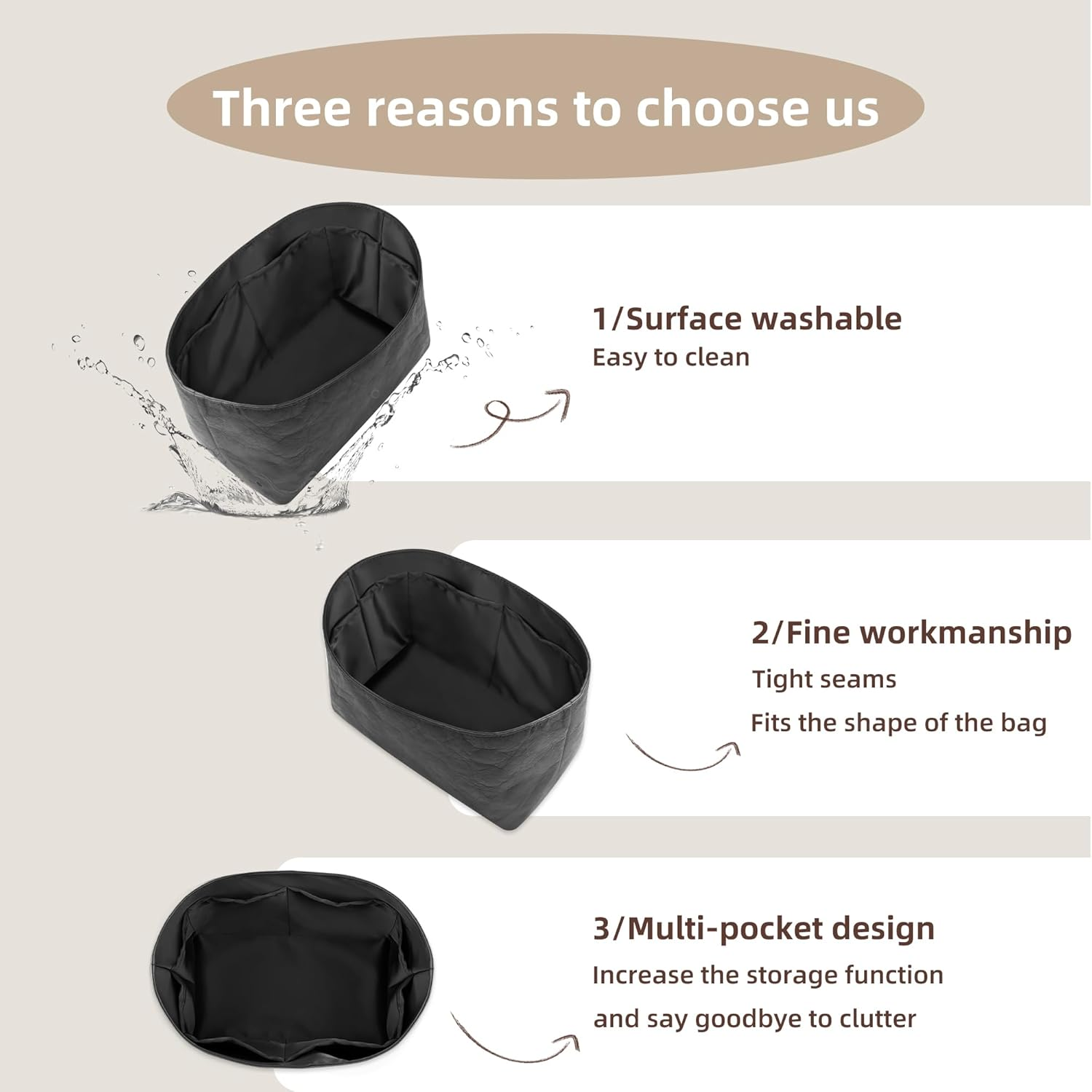 19 Neatthin Speedy 30 Purse Organizer Bag, Lightweight Portable Purse Inner Compatible with LV Speedy 30 Bag, Made of Waterproof Dupontpaper Surface and Silky Satin Lining (Speedy 30, Black) image number 3