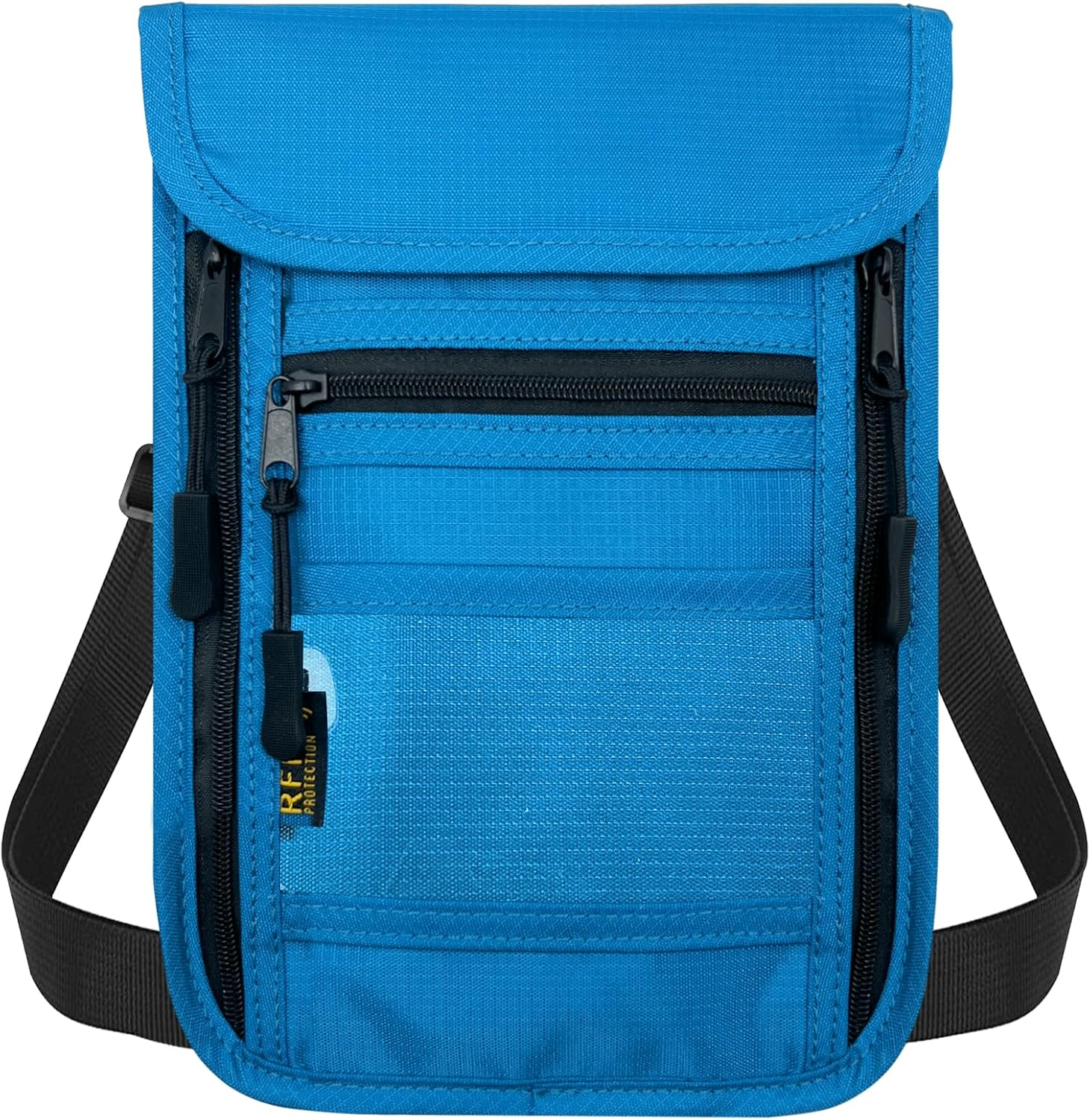 Sundee Travel Neck Wallet with Double Zippers, RFID Blocking Passport Holder with Adjustable Neck Strap for Men and Women to Keep Cash, Credit Cards and Travel Documents Safe, Lake Blue, S, Classic