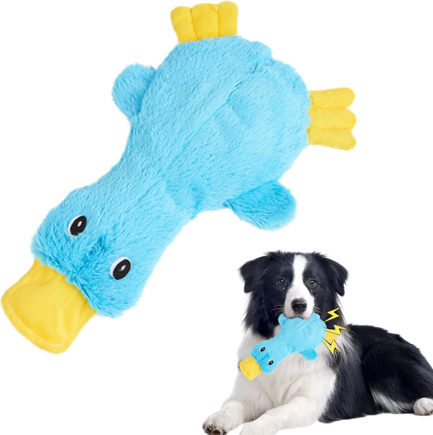 YSHIGUING Calming Duck Dog Toy for Indoor Puppy,Quack-Quack Duck Dog Toy,The Cute Dog Duck, Dogs Emotional Support Duck Pillow,Crinkle Squeaky Plush Stuffed Duck Dog Chew Toys,Birthday Gift (Blue)