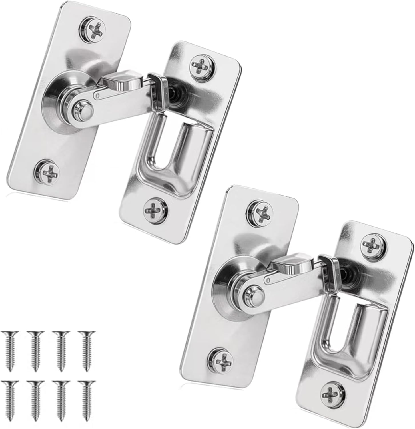 Stainless Steel Right Angle 90 Degree Door Buckle,Mini Size Door Lock,Outward Opening Door Security Lock,Protect Privacy - Security Door Latch,Heavy Duty Security Screen Door Latch (2, Silver) image number 4