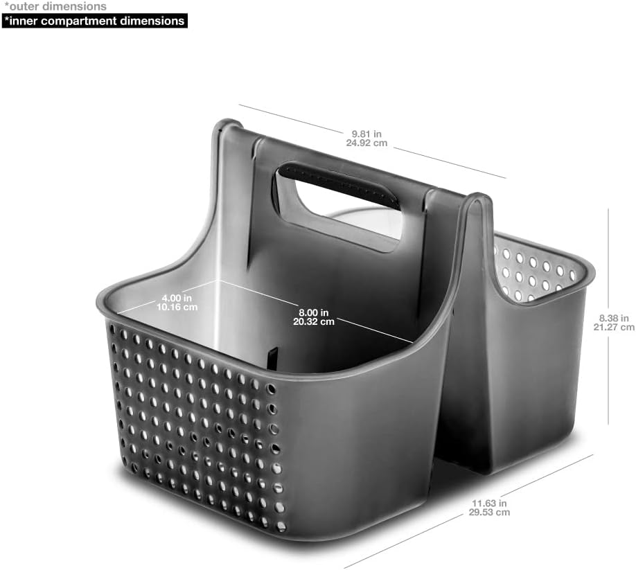 Madesmart Large Soft Grip Tote, under Sink Bathroom Storage, Multi-Purpose Home Organization, EPA Certified, Antimicrobial Carbon image number 2