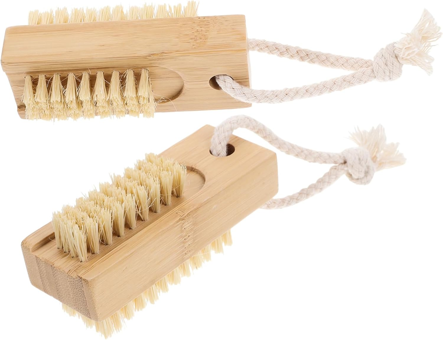 NULYLU 2Pcs Heavy Duty Bamboo Sisal Nail Brush for Fingernails Cleaning Professional Nail Scrubber image number 1