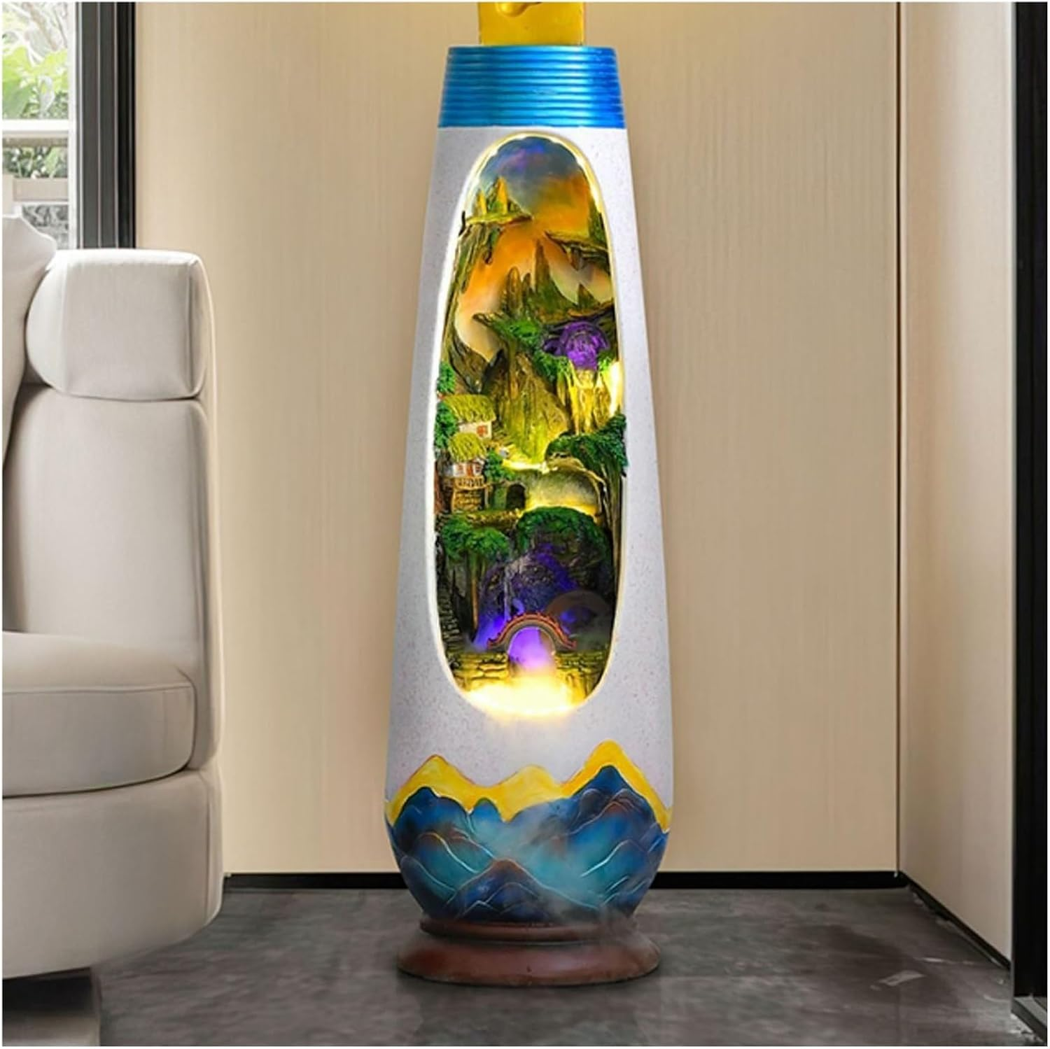Outdoor Fountain Ase Shape Floor Standing Fountain with LED Light and Humidifier, Balcony Patio Garden Decoration, Housewarming or Opening Gifts(Medium) image number 5
