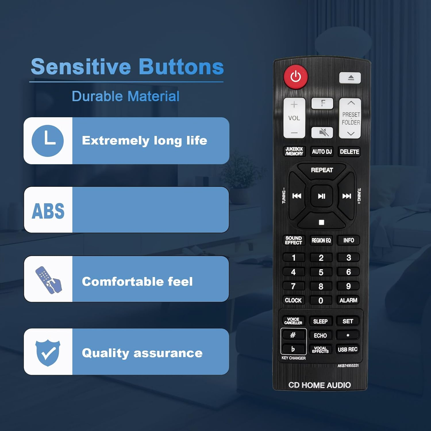 AKB74955331 Replace Remote Control Compatible with LG Stereo System Mini Hi-Fi CJ88 CJ98 NJ98F CJ87 CJS87F CJS98F CJS88F CJ88FB CJS88W OJ98 XBOOM Audio System image number 4