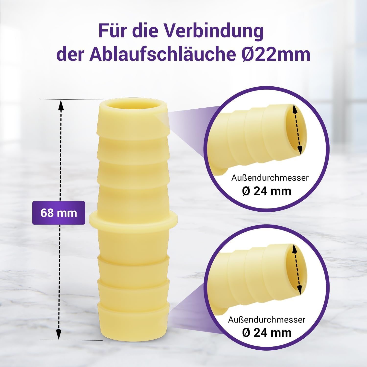 Vioks.Pro Washing Machine Drain Hose Adapter Diameter 22 Mm for Flexible Drain Hose Extension/Waste Water Hose Dishwasher & Hose Connector for Water Hose Washing Machine image number 3