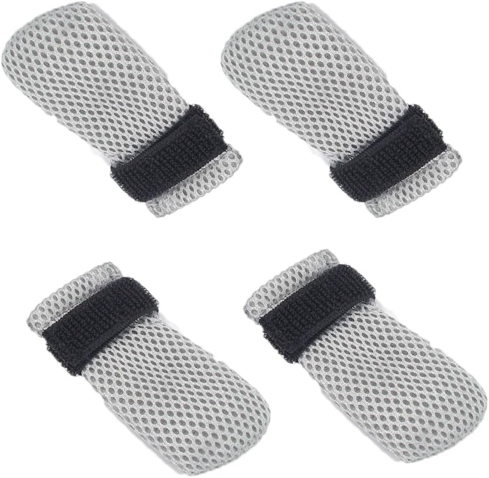 Changyeah Pack of 4 Paw Protectors for Dogs and Cats, Scratch-Resistant, Adjustable Mesh Gloves (Grey) image number 3