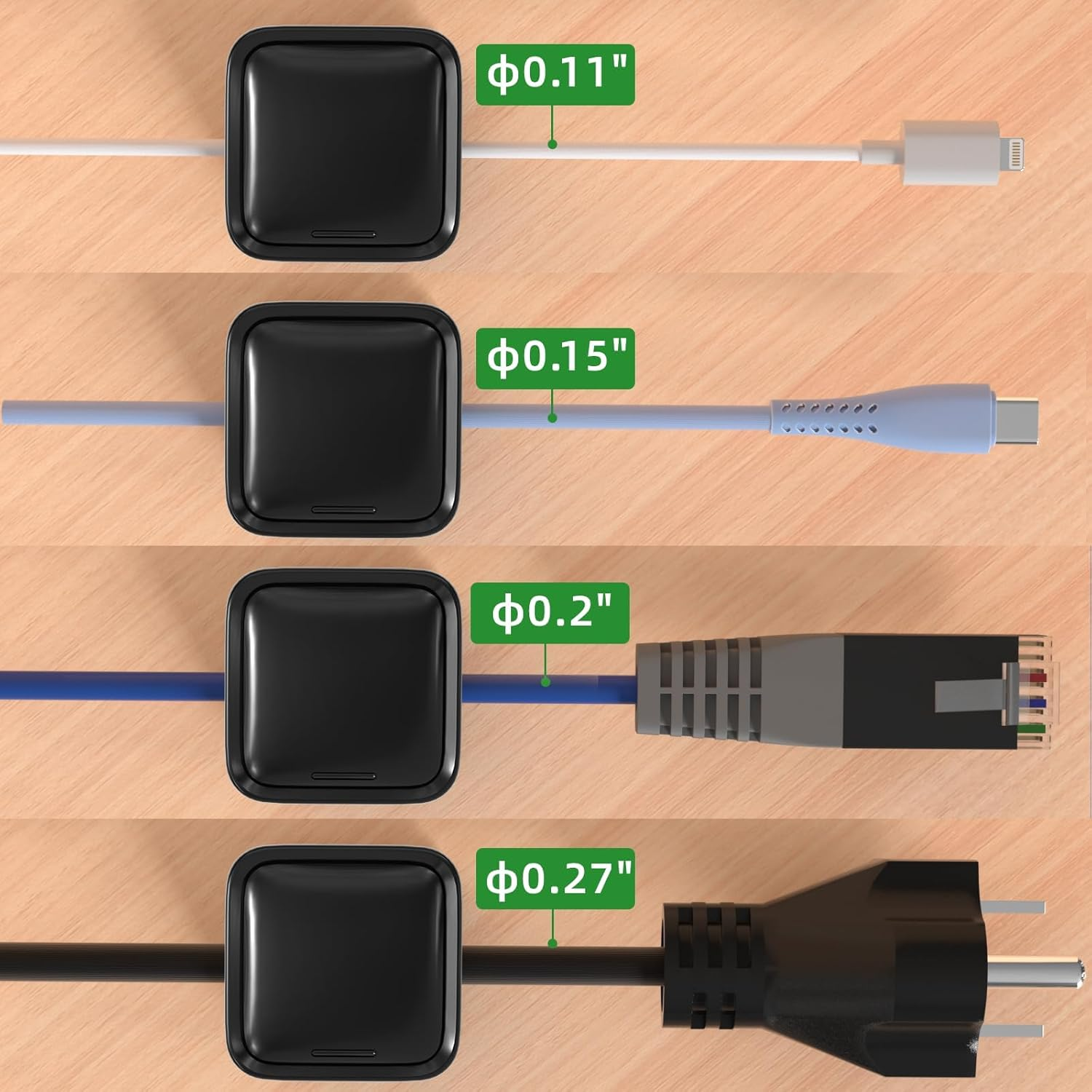 [16 Pack] Magnetic Cable Clips [Cable Smooth Adjustable] Cord Holder, under Desk Cable Management, Adhesive Wire Holder Keeper Organizer for Home Office Desk Phone Car Wall Desktop Nightstand (Black) image number 5