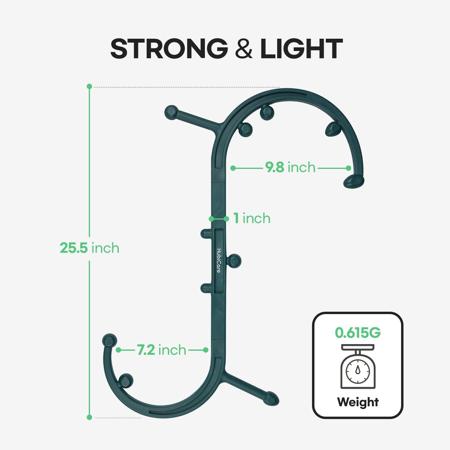 Hubicare Massage Stick, Massage Trigger Point Cane, Body Deep Tissue, Handheld Back, Neck, Shoulder, Leg and Feet, Muscle Release Tool Self Massage Hook Cane for Women & Men (Green) image number 1