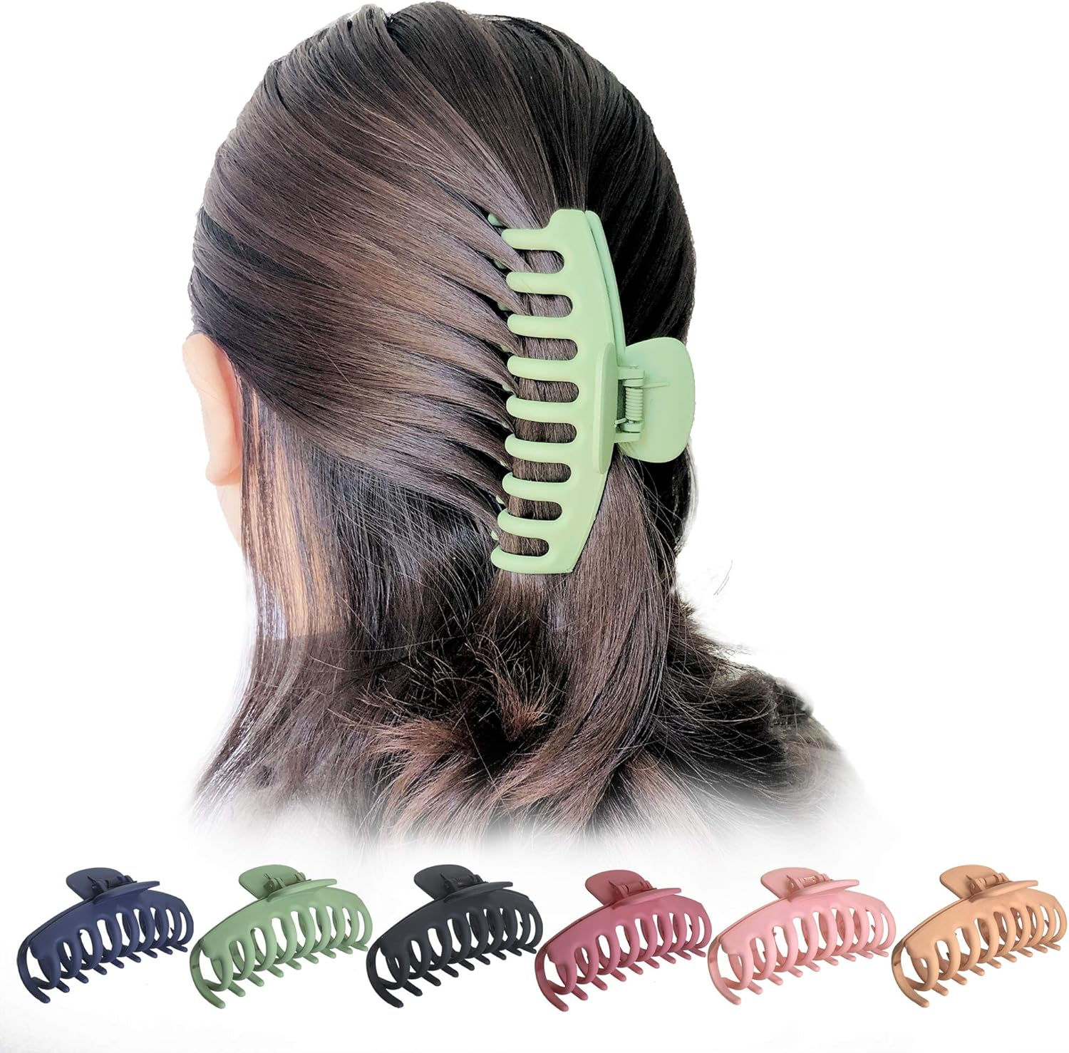 OWIIZI Hair Clip, 4.3 Inches Matte Large Hair Claw Clips Non-Slip Ponytail Jaw Barrette Strong Hold Banana Jumbo Claw Clips for Women Long Thick Hair image number 4