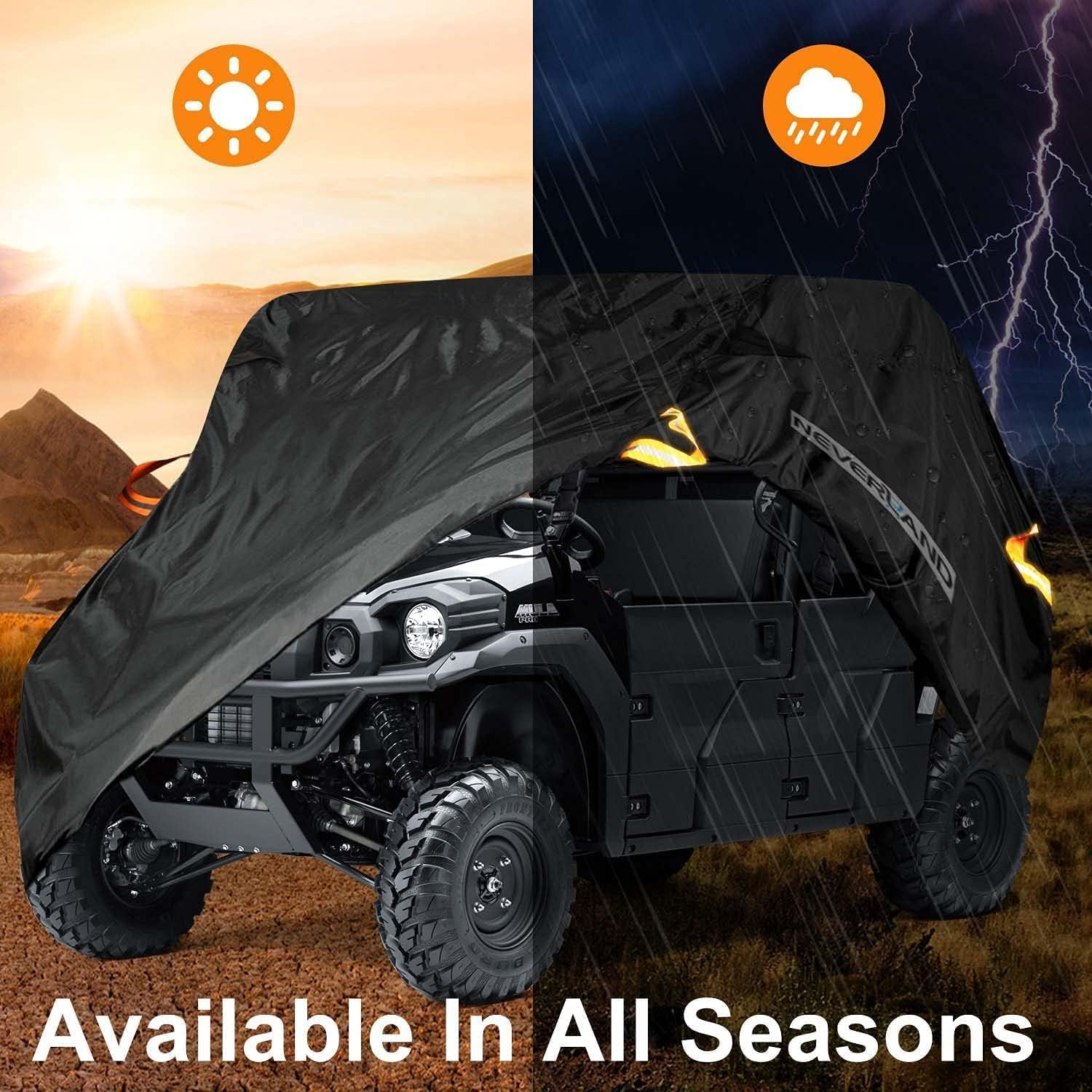 NEVERLAND UTV Cover Heavy Duty Ranger Cover Waterproof 4-6 Seater Side by Side Covers 4 Door All Weather Storage Reflective Strip Compatible with Polaris RZR XP Can Am Defender Maverick Yamaha Sxs image number 1