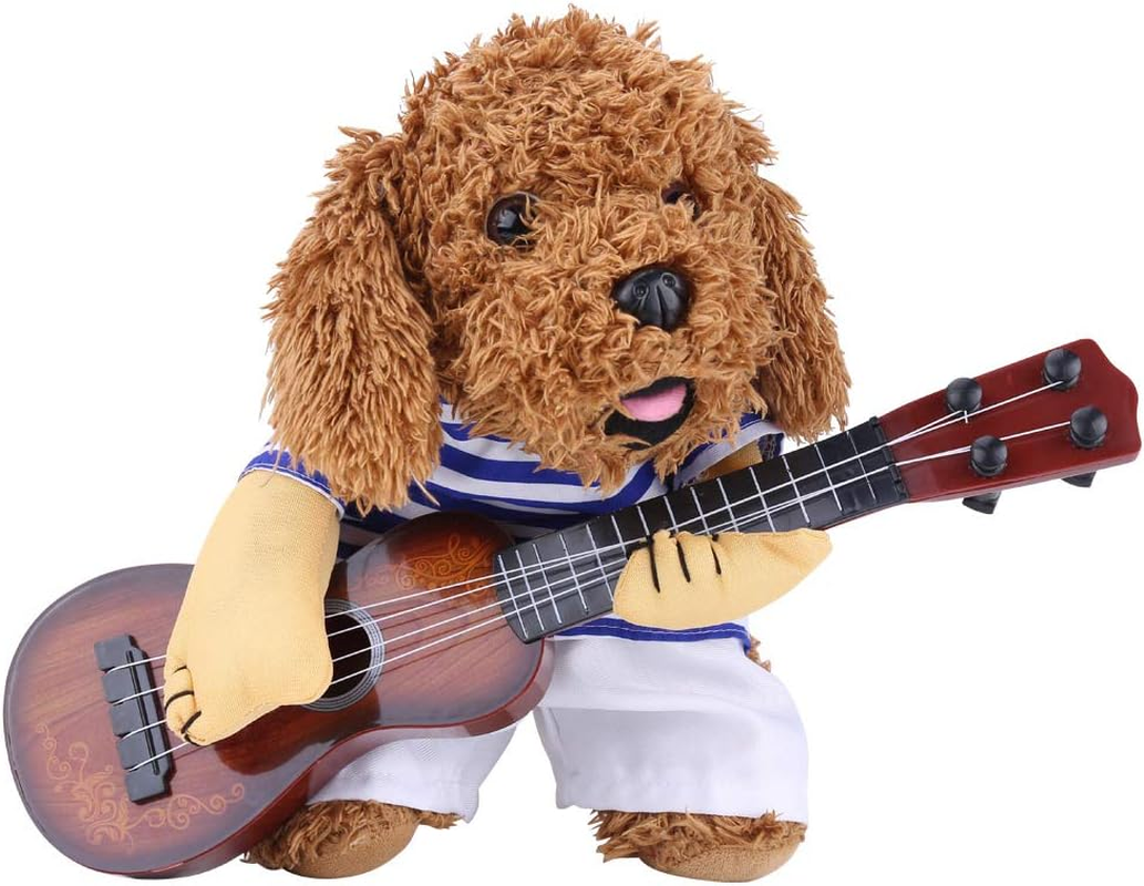 EVTSCAN Pet Guitar Costume, Funny Pets Dog Cat Clothes Guitar Player Dress, Puppy Halloween Christmas Party Costume(M-服装) image number 4