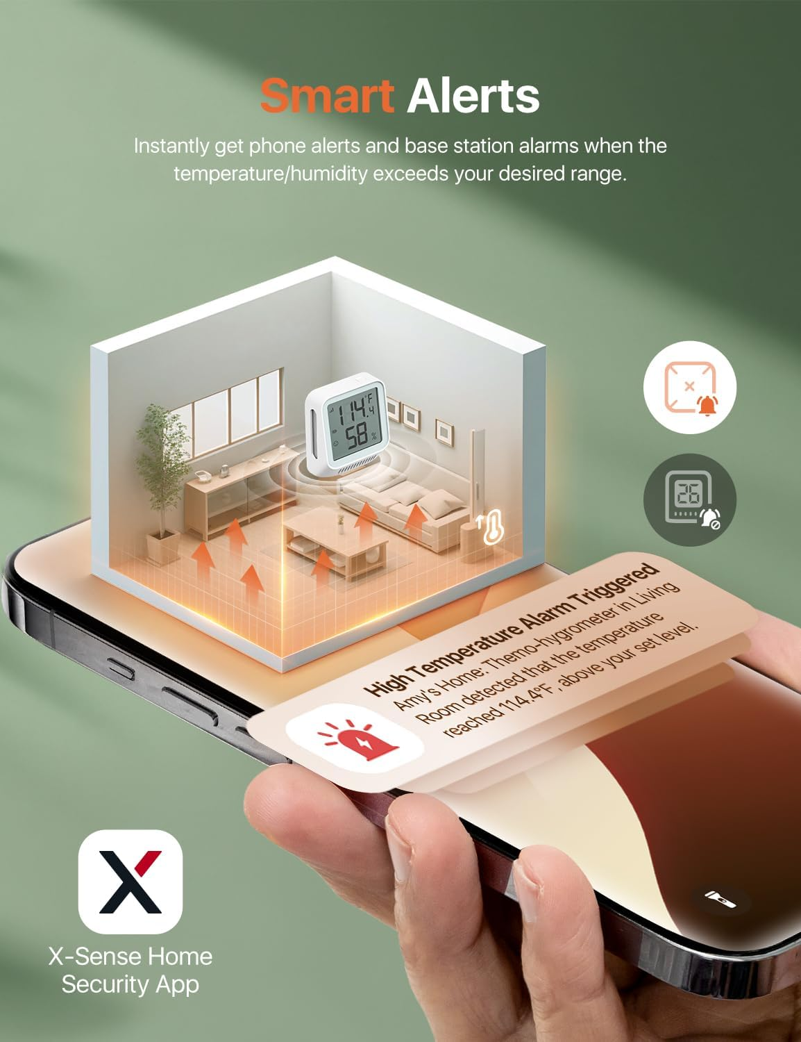 X-Sense Wifi Hygrometer Indoor Humidity with SBS50 Base Station, Smart Hygrometer Thermometer with App Notification, Temperature Sensor for Room Temperature Monitoring, 3 Sensors & 1 Base Station image number 6