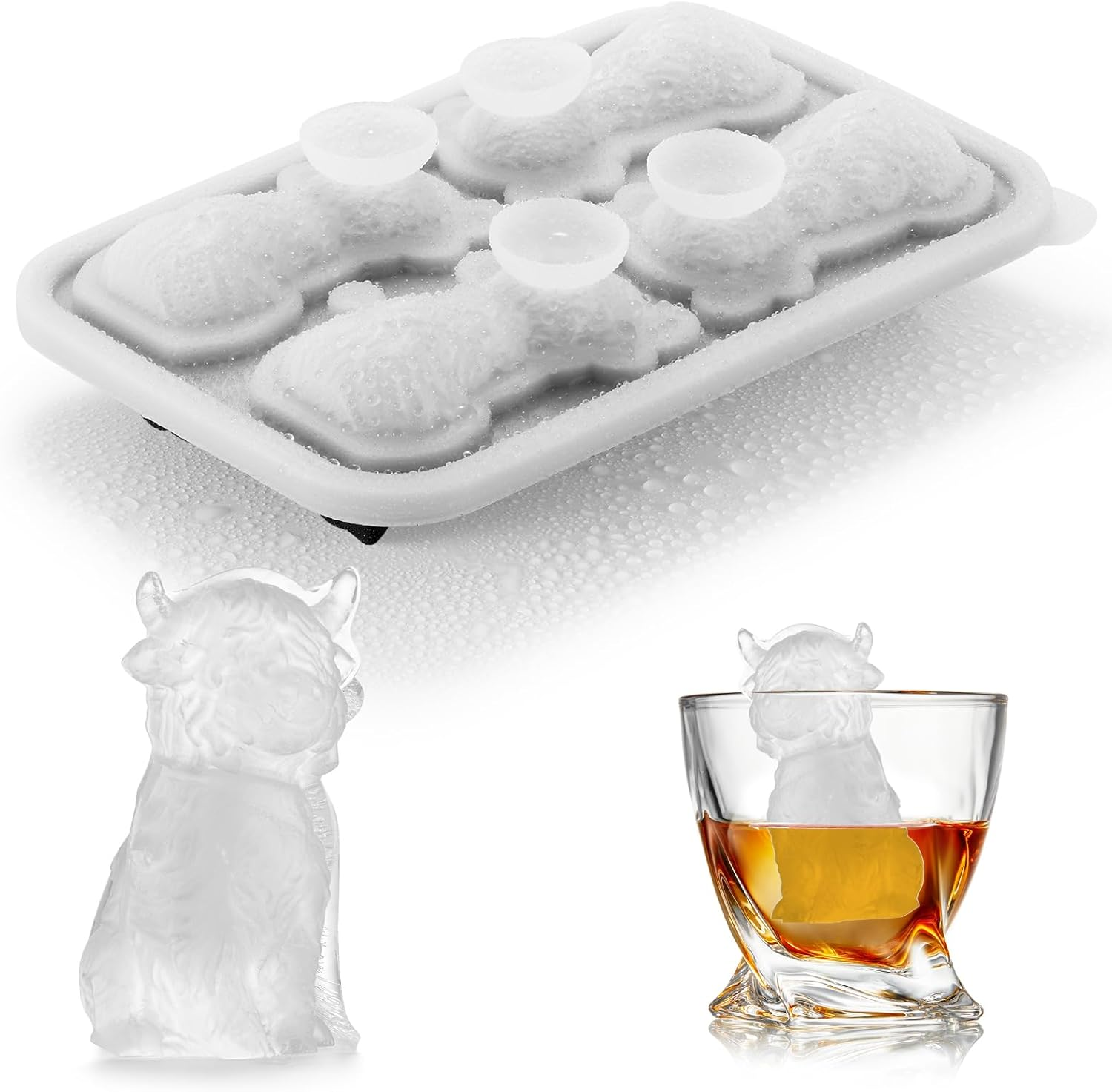 3D Highland Cow Ice Cube Tray Fun Shapes, Novelty Highland Cow Gifts, Holiday Stocking Stuffers for Men Women, Cute Highland Cattle Ice Mold for Whiskey,Cocktail,Bourbon image number 6