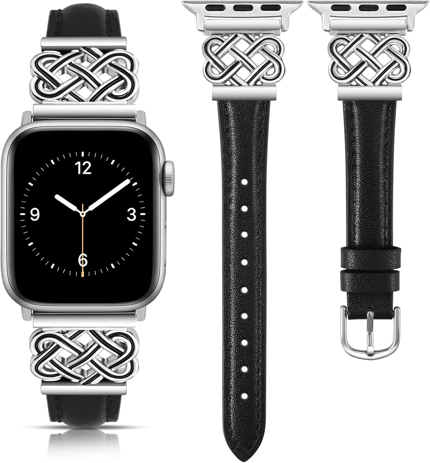 TOYOUTHS Compatible with Apple Watch Band Leather Strap 38/40/41/42/44/45/46/49Mm Women, Slim Dressy Leather Bracelet Designer Interlock Buckle for Iwatch Series 11/10/9/8/7/6/5/4/Ultra/Se/3/2/1