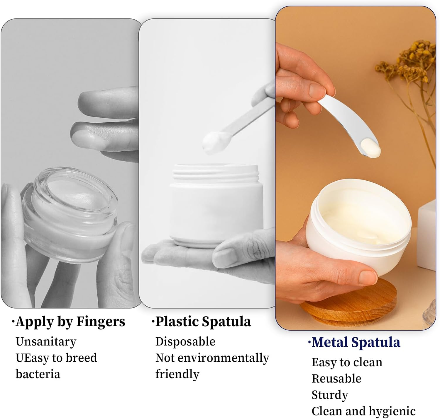 Molain 4Pcs Mini Metal Cosmetic Spatulas, Skincare Spatulamixing and Sampling Makeup Beauty Tools for Skin Care Creams, Eye Cream, Essences Beauty Accessories(4Pcs) image number 3