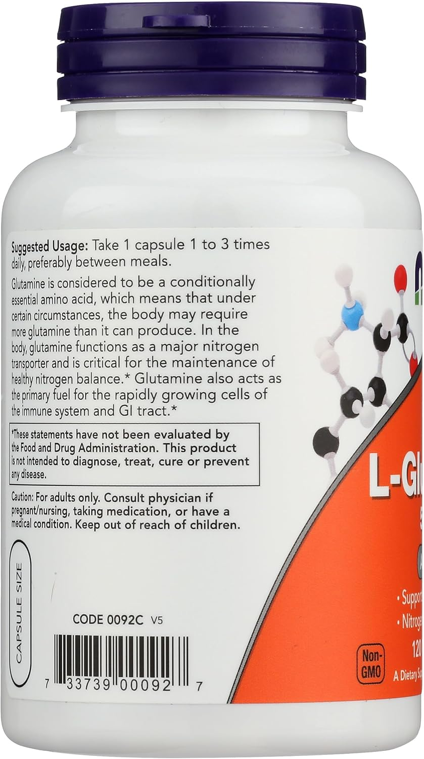 NOW Foods - L-Glutamine 500 Mg 120 Caps image number 2