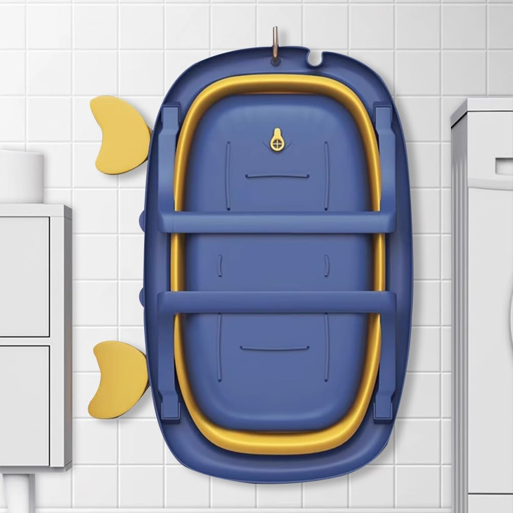 TOMVAES 1 Pcs Foldable Plastic Pet Bathtub, Space-Saving, Portable Travel Washing Tub, Multifunction Shower Tub, Blue, 67X44X20 CM image number 5