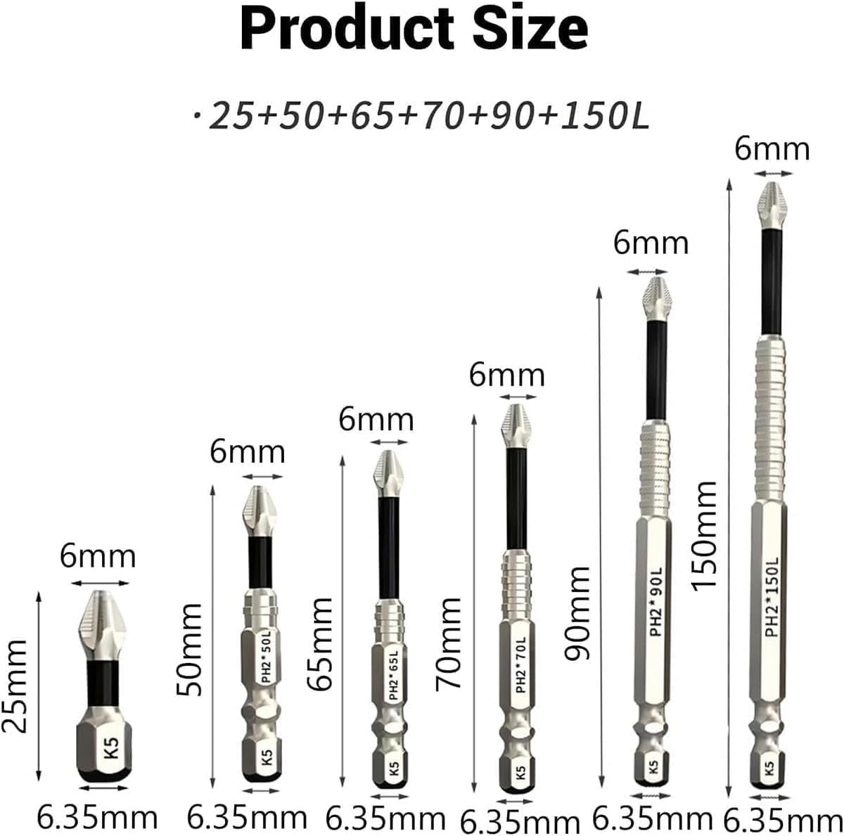 High Magnetic Screwdriver Drill Bit Set 9Pcs,Durable Hardened Steel Drill Bits for Electric & Hand Tools，Strong Magnetic & High Hardness Screwdriver Accessories image number 2