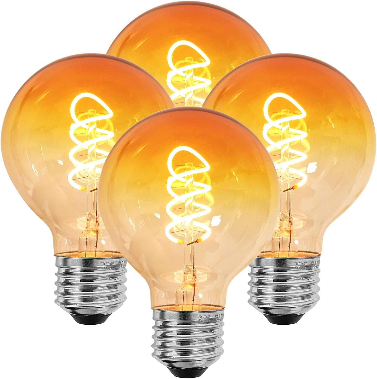 Vintage Edison LED Bulb, Dimmable E27 4W LED Bulb, Vintage Edison Lamp Dimmable E27, Ideal for Nostalgic and Retro Lighting, Orange (G80 CS) image number 1