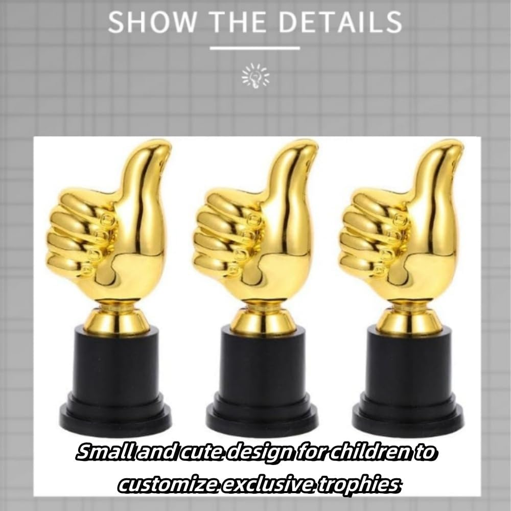 DACUAN 4Pcs Gold Trophy plus Thumbs Up,Trophies Thumbs up Trophies, Trophies Gold Trophy Awards Rewards Trophies Trophy,Gold Trophy Cup Trophy for Kid for Award Ceremony image number 3
