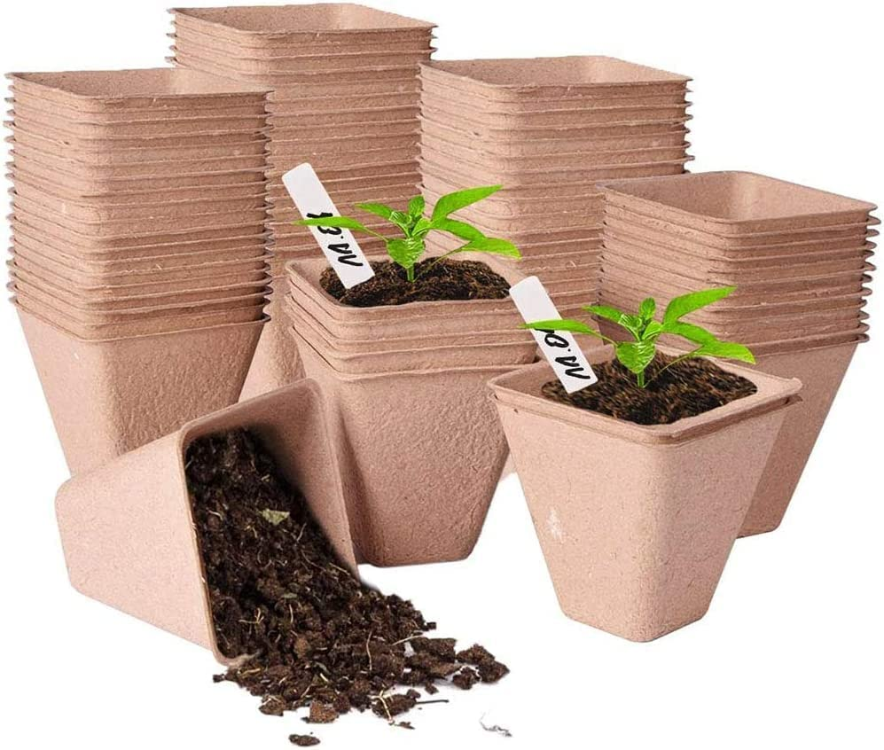 100 Pcs 8CM Seed Starter Pots, Organic Planting Peat Pots for Garden Seedling, Eco-Friendly and Biodegradable Seedling Pots for Seed Germination image number 1