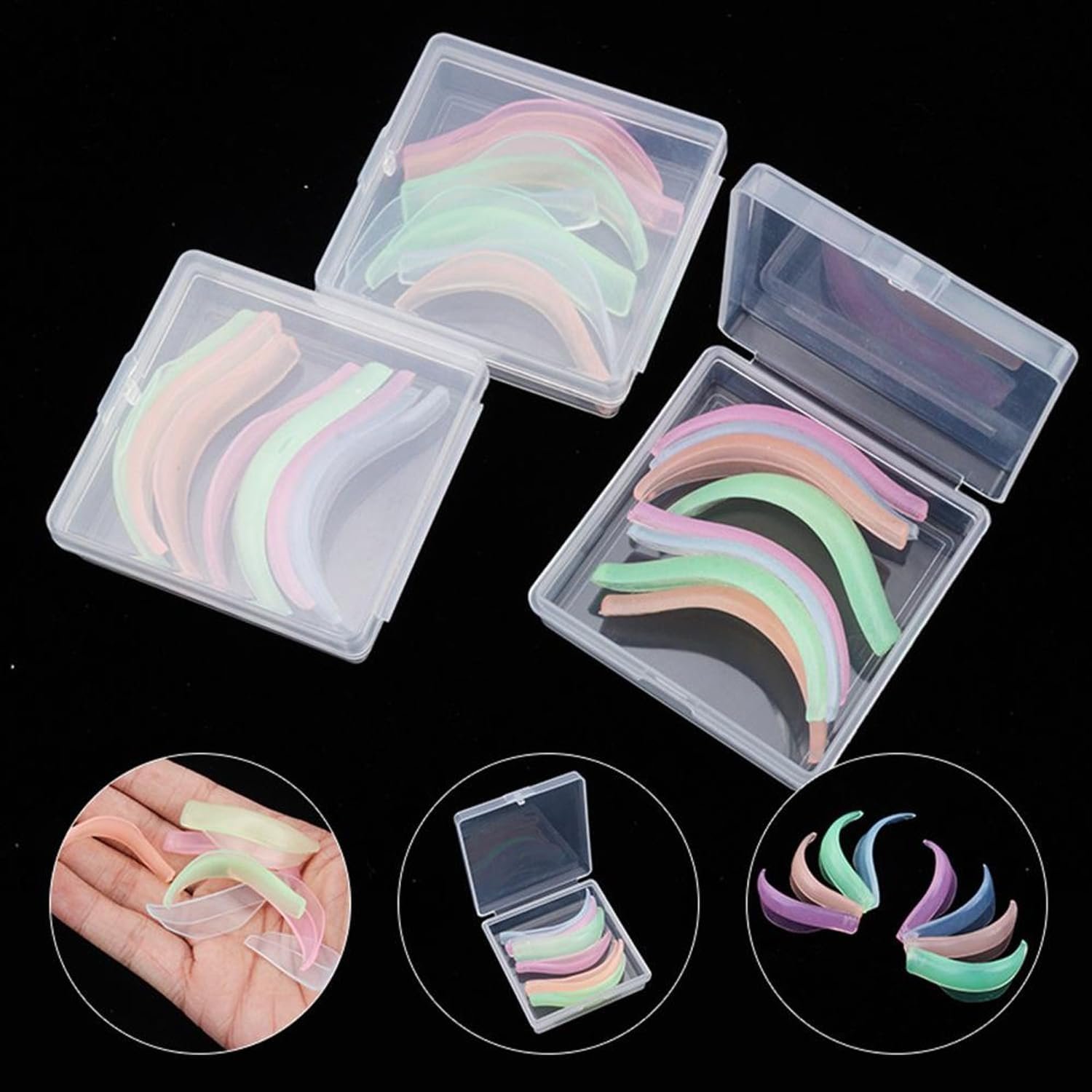 8 Silicone Eyelash Curling Shields,4 Sizes of Reusable Eyelash Curlers,Self-Adhesive Curling Pads,Diy Kit Suitable for All Eye Shapes image number 5