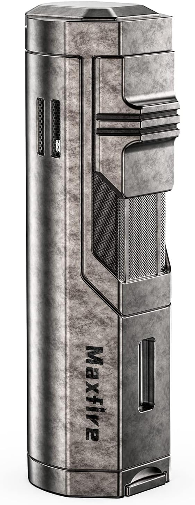 Retro Triple Jet Flame Lighter Gas Butane Refillable, Adjustable Flame with Punch(Sold without Gas)