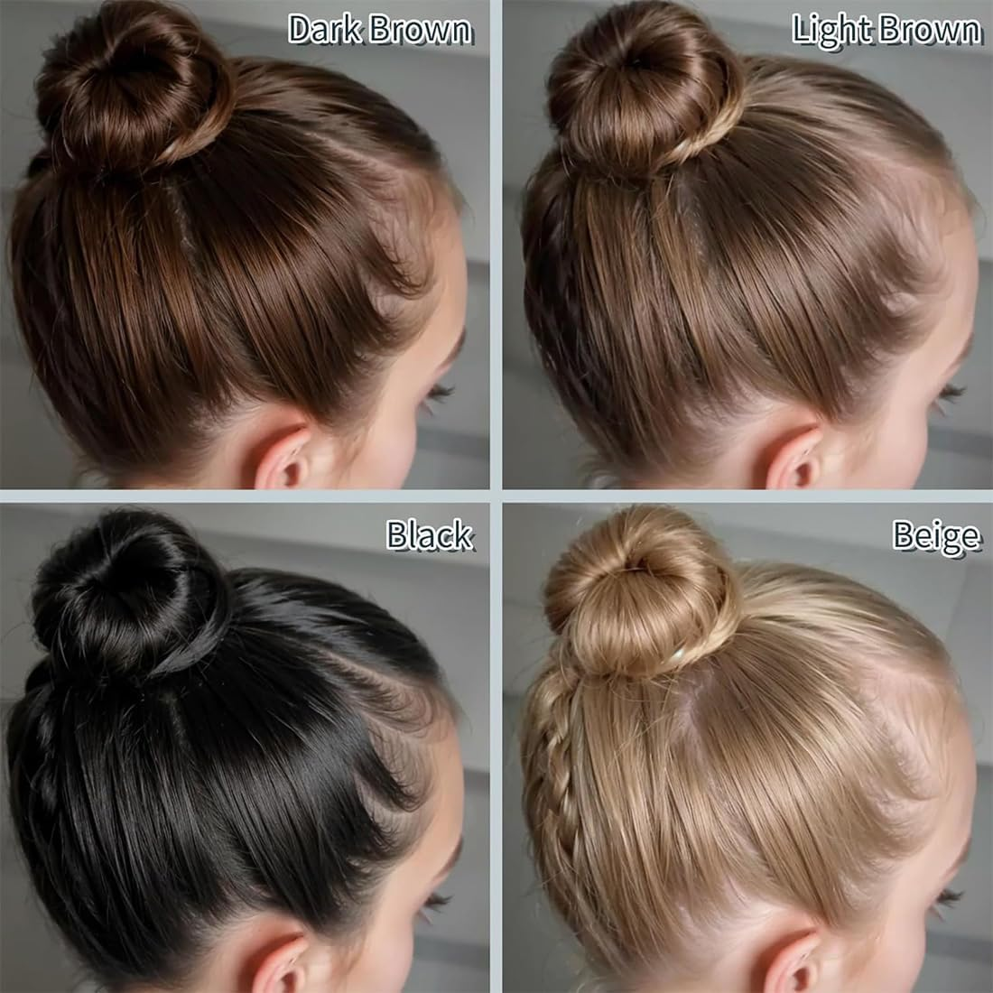 KIRZAX 7-Piece Doughnut Hair Bun Maker Set with 5 Elastic Hair Bands, 20 U-Shaped Hair Clip, Hairpin, Bun Aid Updo Accessories, Bun Maker for Children, Girls, Women (Brown)