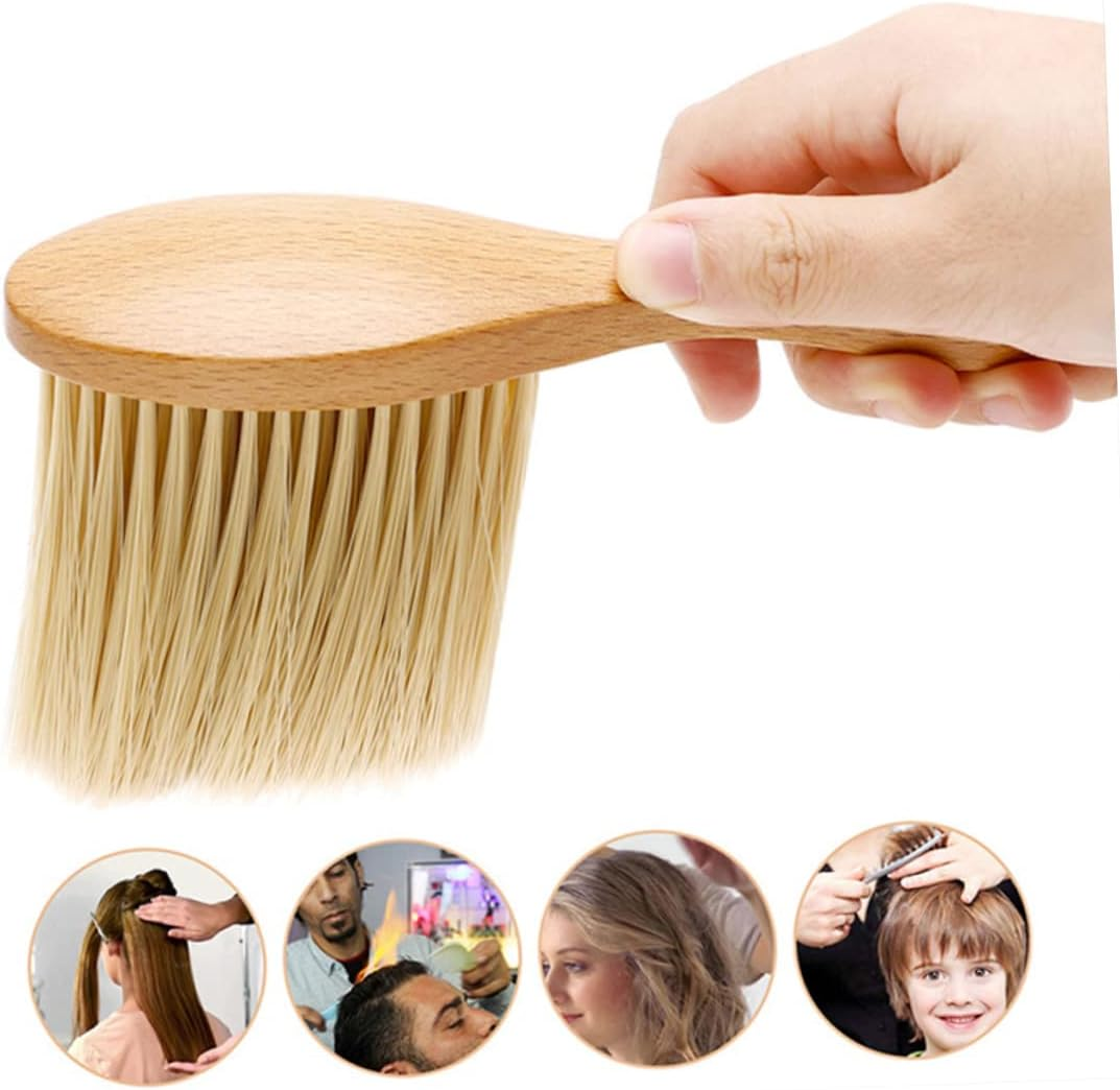 Wooden Broken Hair Cleaner Brush for Hairdressing Neck Duster for Hair Detangler and Cleaning image number 6