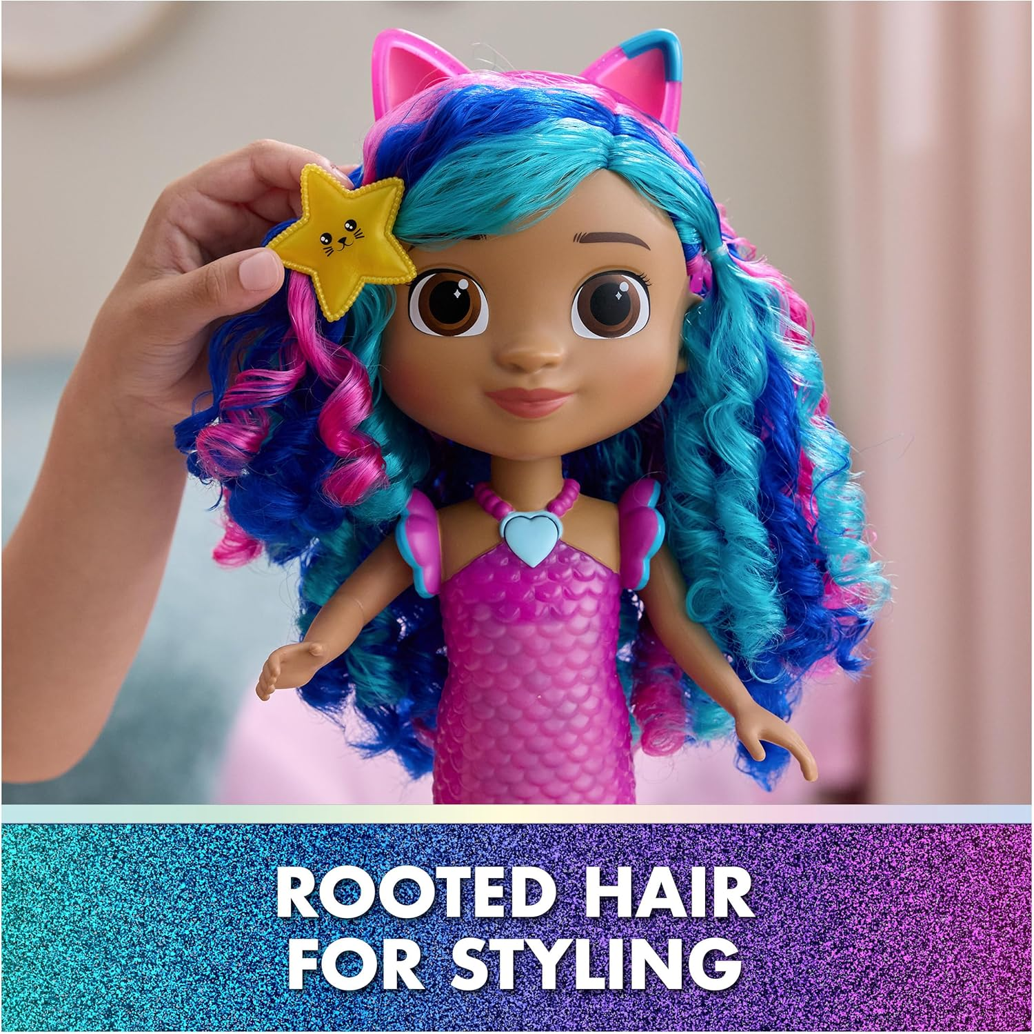 Gabby'S Dollhouse: the Movie, Sing & Shine Mermaid Gabby, Waterproof Mermaid Doll with Lights and Sounds, Kids Toys for Girls & Boys Ages 3 and Up image number 5