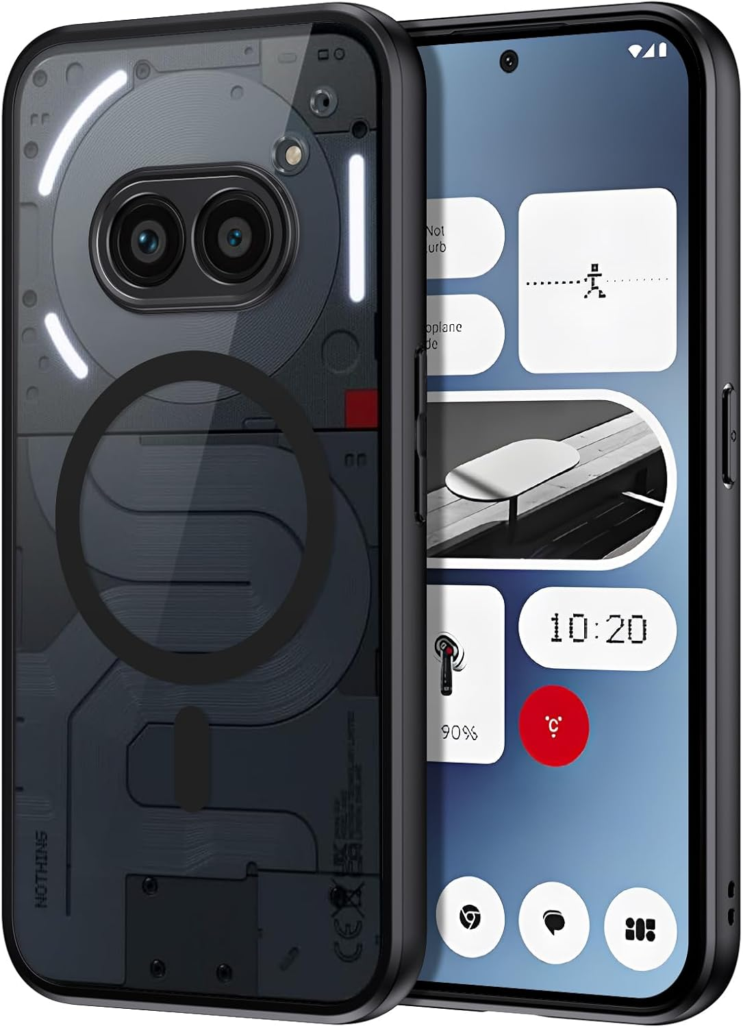 DUEDUE for Nothing Phone 3 Case Magnetic, Compatible with Magsafe, Military Drop Protection Skin-Touch Slim Translucent Matte Shockproof Phone Cover for Nothing Phone 3, Black