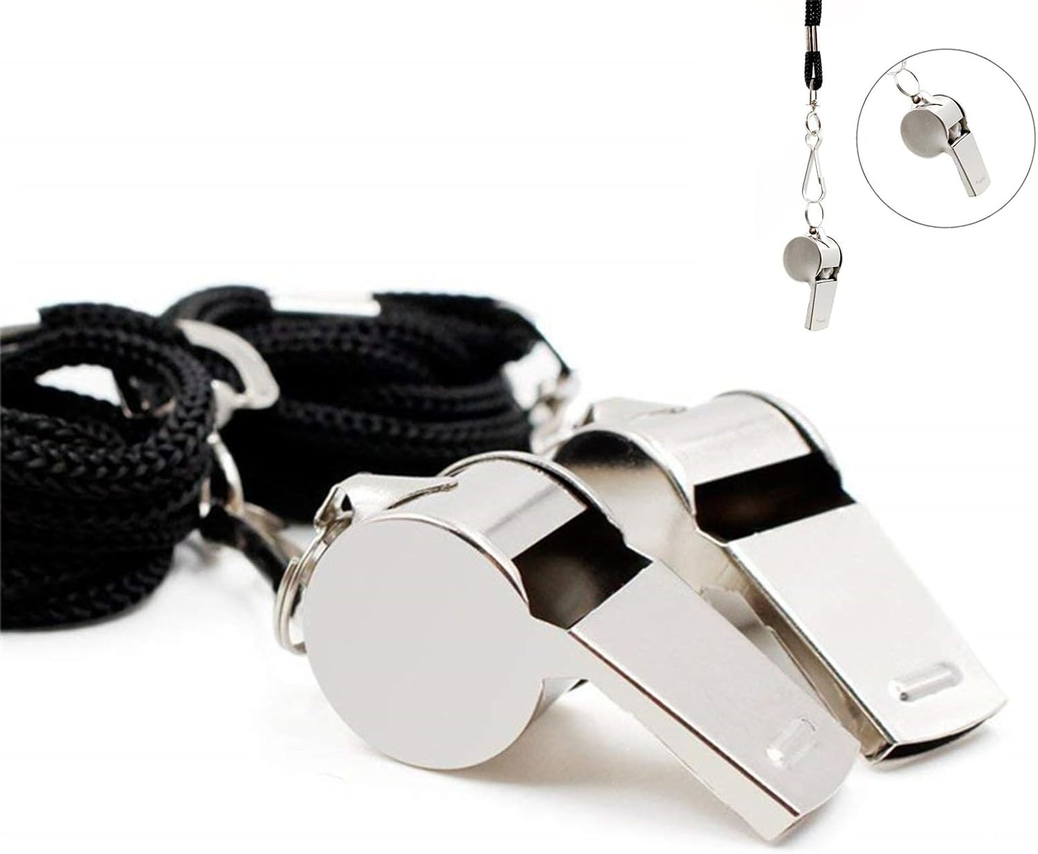 XUTONG 7Pcs Whistle,Stainless Steel Whistle Loud Crisp Sound Coach Whistles Metal Whistle with Lanyard for Referees,Polices,Training,Teachers image number 4