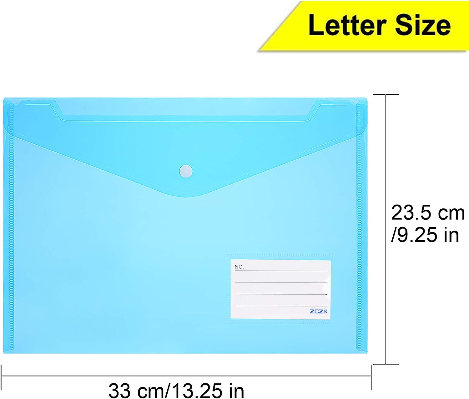 ZCZN 24 Pack Plastic File Folder Envelopes with Label Pocket, 6 Transparent Assorted Colours Document Folders image number 5