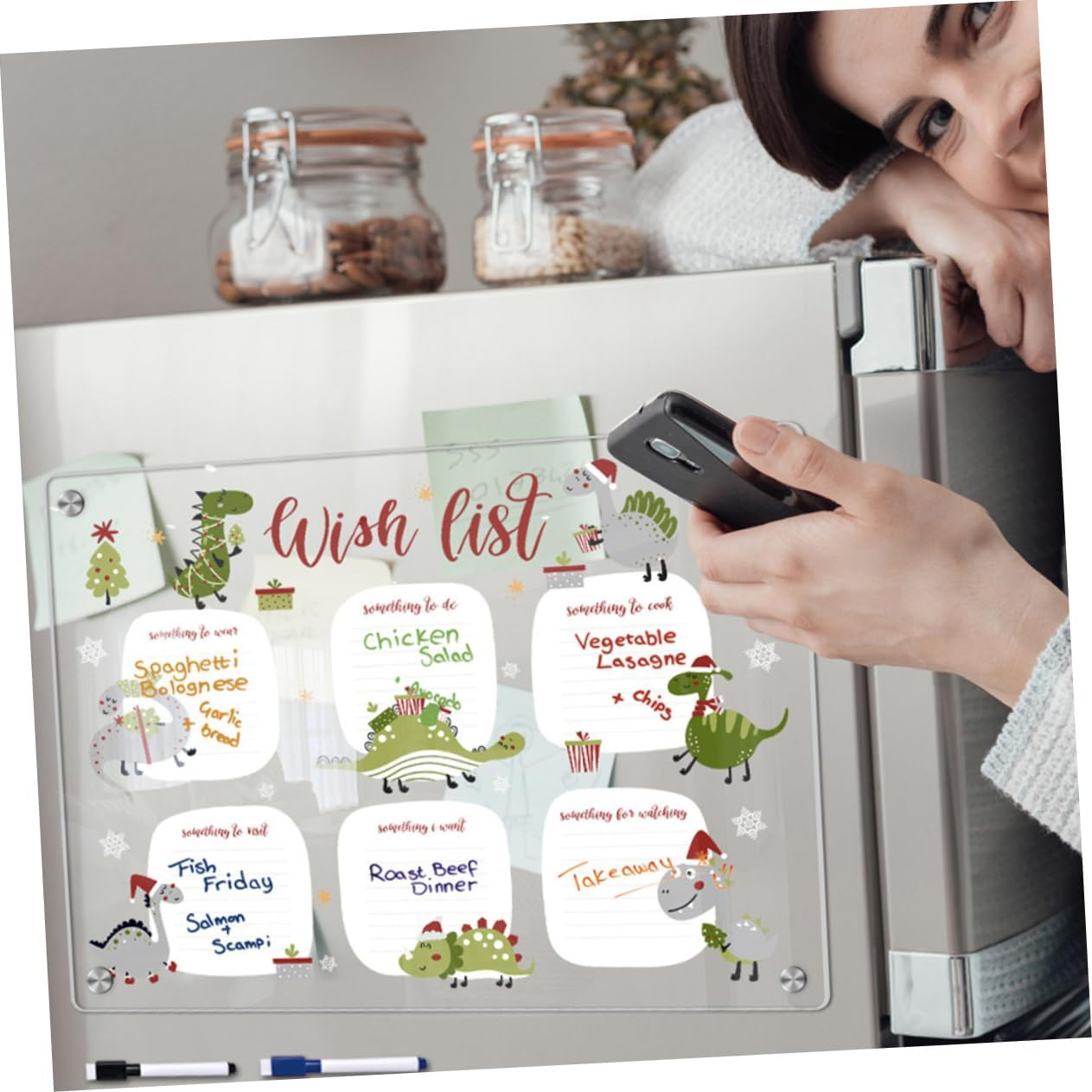 OHPHCALL Magnetic Dry Erase Board Acrylic Fridge Calendar Magnet Strip Easy Clean Whiteboard Eraser image number 5