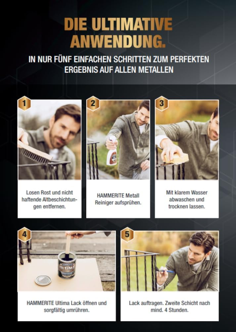 Hammerite Ultima Matt Metal Protective Varnish, Anthracite Grey RAL7016, 750 Ml