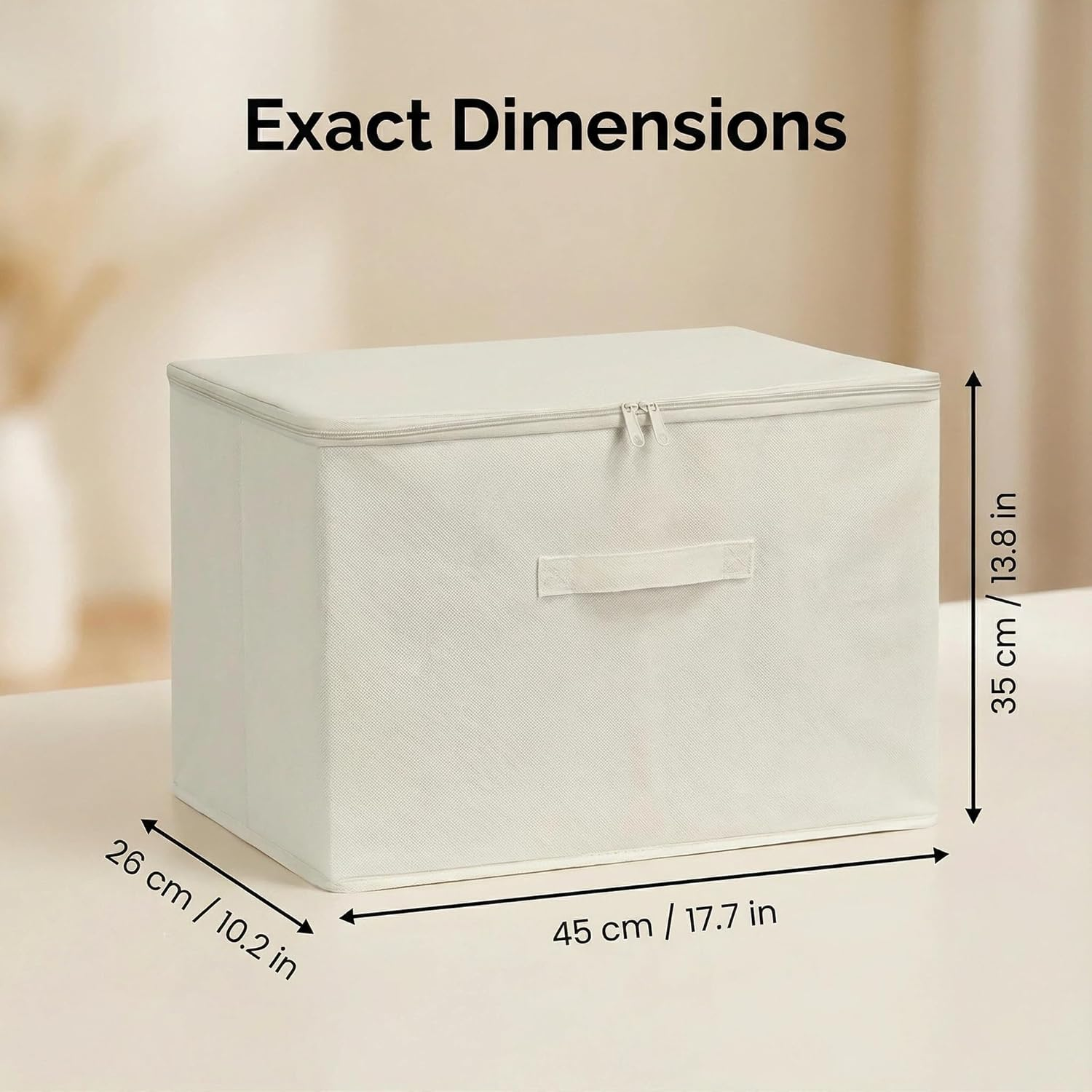 41L Large Fabric Storage Bins with Lids 45 * 35 * 26Cm, 2-Pack Storage Baskets for Closet, Large Linen Organizers and Storage Bins for Bedroom, Collapsible Baskets and Bins with Handles, off White image number 1