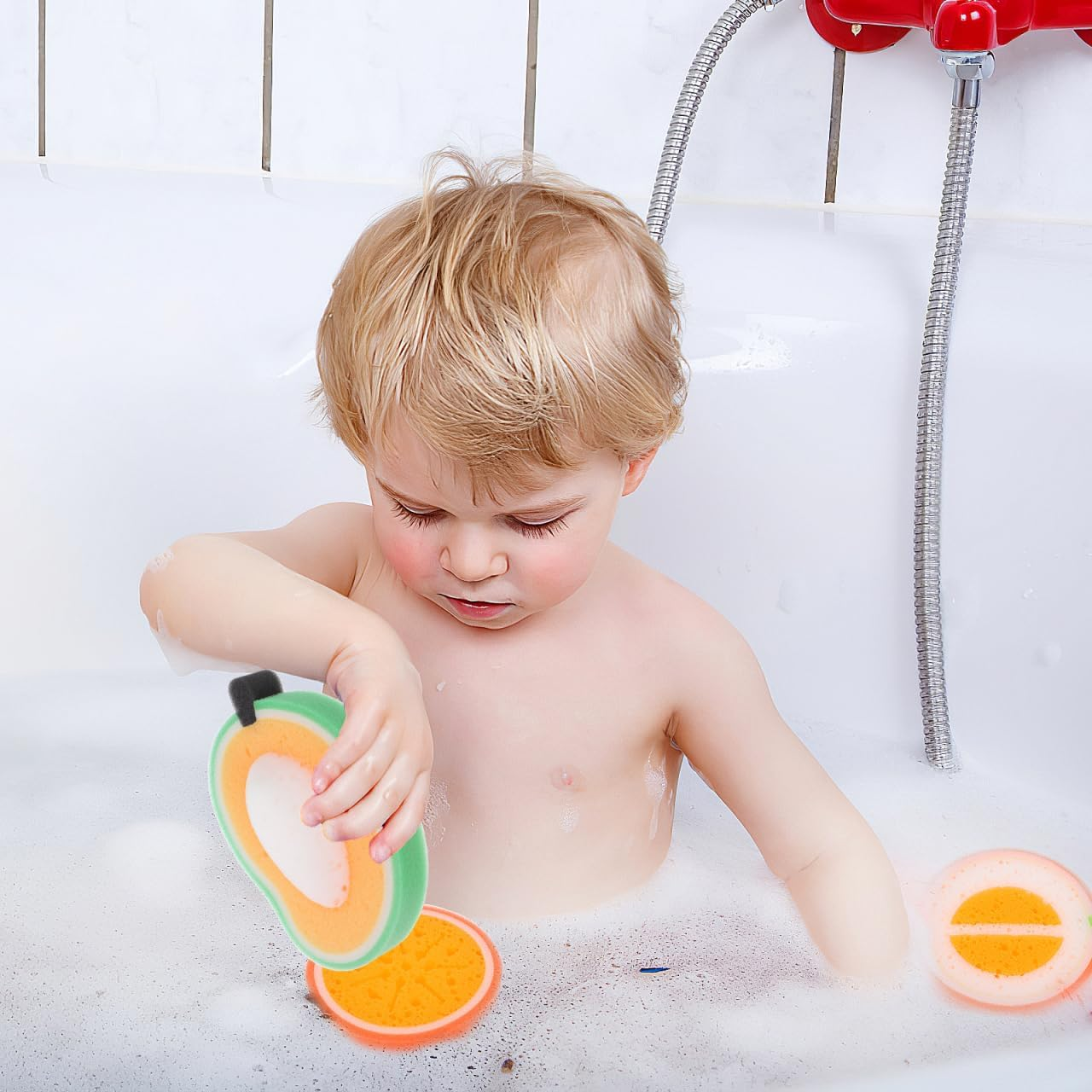 EXCEART Body Sponges Scrubbers Body Sponge for Bath Cleaning Sponge 4Pcs Fruit Shaped Bath Sponges Body Wash Sponge Cleaning Supplies Scrubbers Body Wash Bath Sponge image number 1