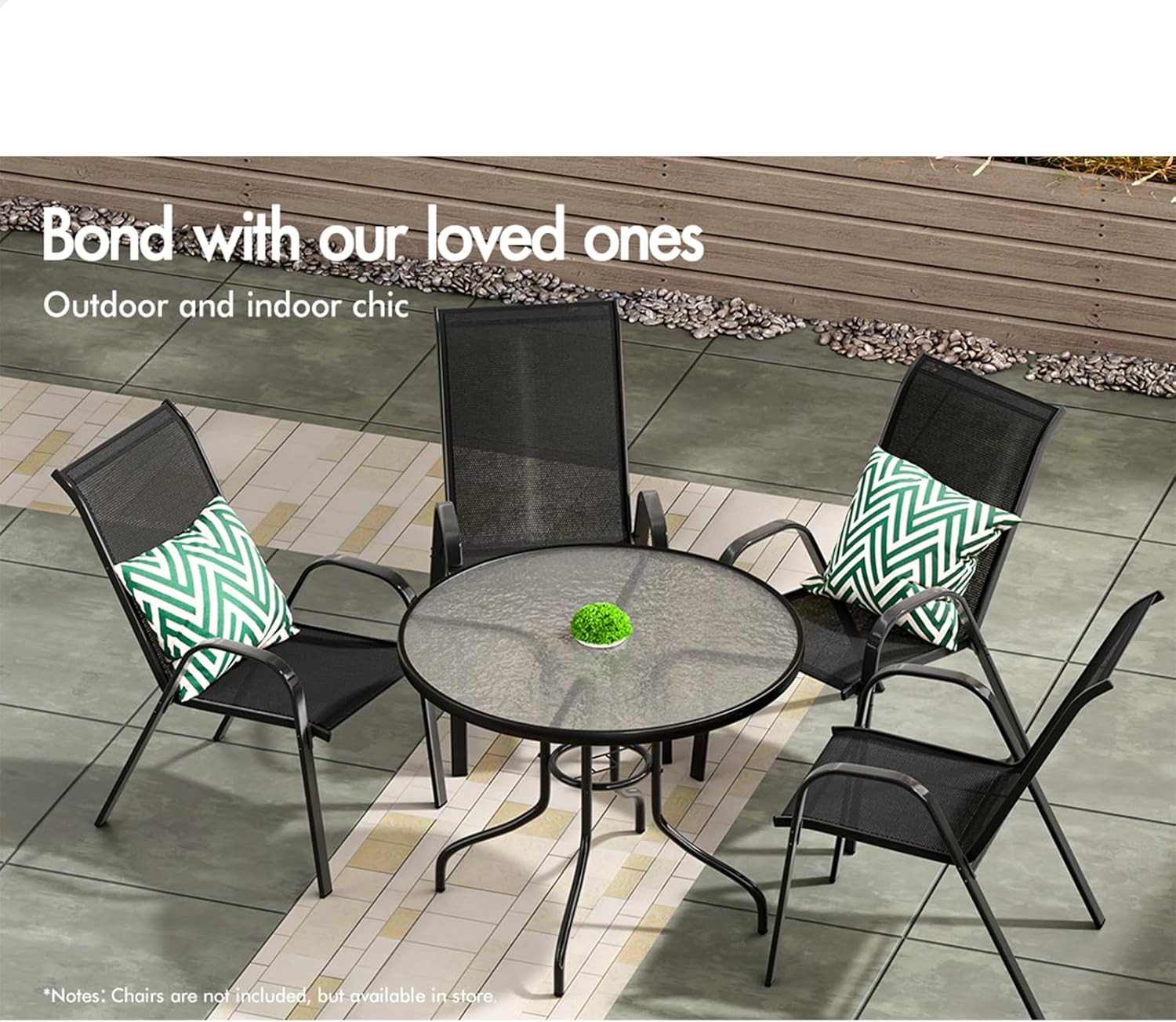 ALFORDSON Outdoor Patio Bistro Table Uv-Resistant R90X70Cm, round Coffee Table with Metal Frame for Lounge Conversation Set Furniture, Dining Desk for Outdoor Chairs, Black - Black image number 3