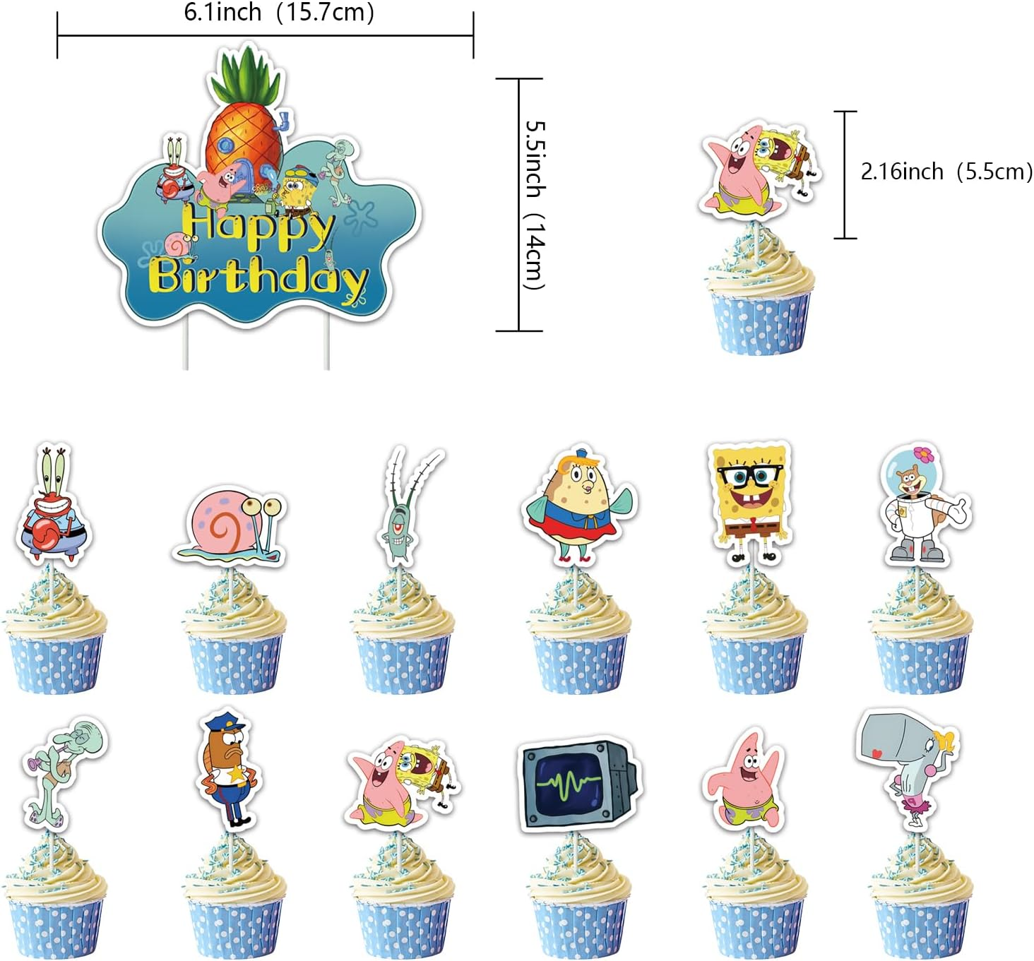 Sponge Cake Decoration 49 Pieces Cake Decoration Cake Topper Cupcake Topper for Children, Girls, Boys, Birthday Cake Decoration image number 1