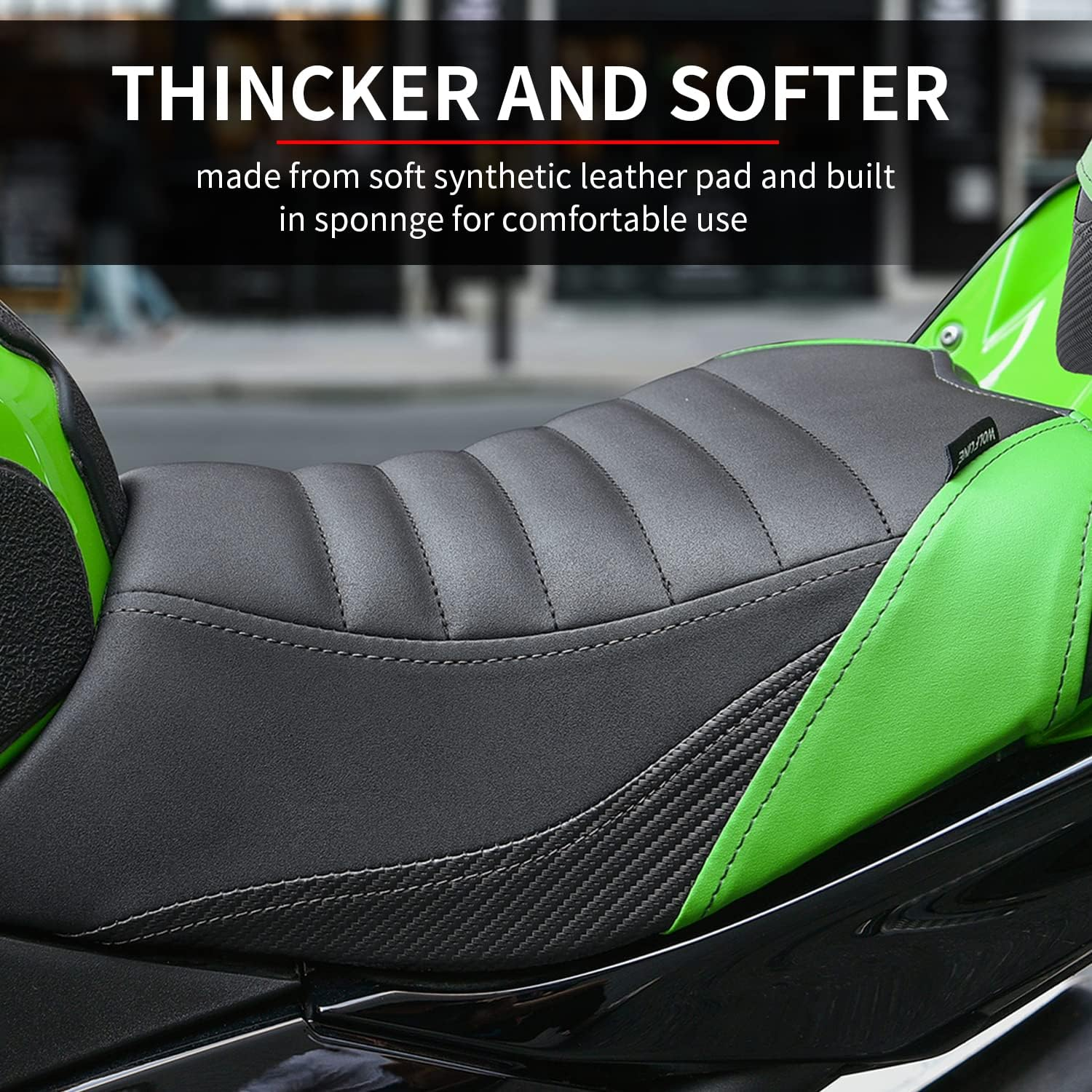 Motorcycle Ninja 400 Z400 Front Driver Rider Solo Seat Cowls anti Slip Rear Passenger Seat Covers Cushion Pad for K.Awasaki Ninja400 Ninja-400 Z 400 Z-400 2018 2019 2020 2021 2022 2023 (Black-Front) image number 6