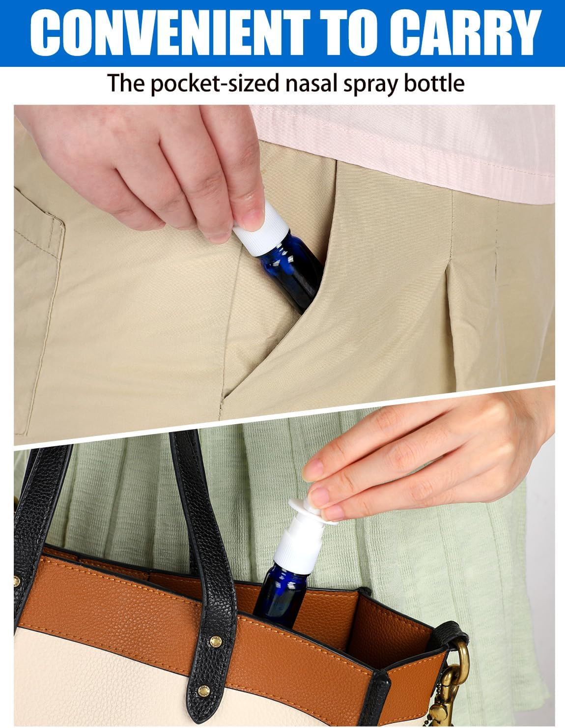 ZHWKMYP 10 Pcs Nasal Spray Bottle, 5ML/0.17OZ 6 Pcs Blue Fine Mist Glass Empty Refillable Nasal Spray Bottle with 2 Pcs Funnels and 2 Pcs Labels - Blue 10Pcs image number 3