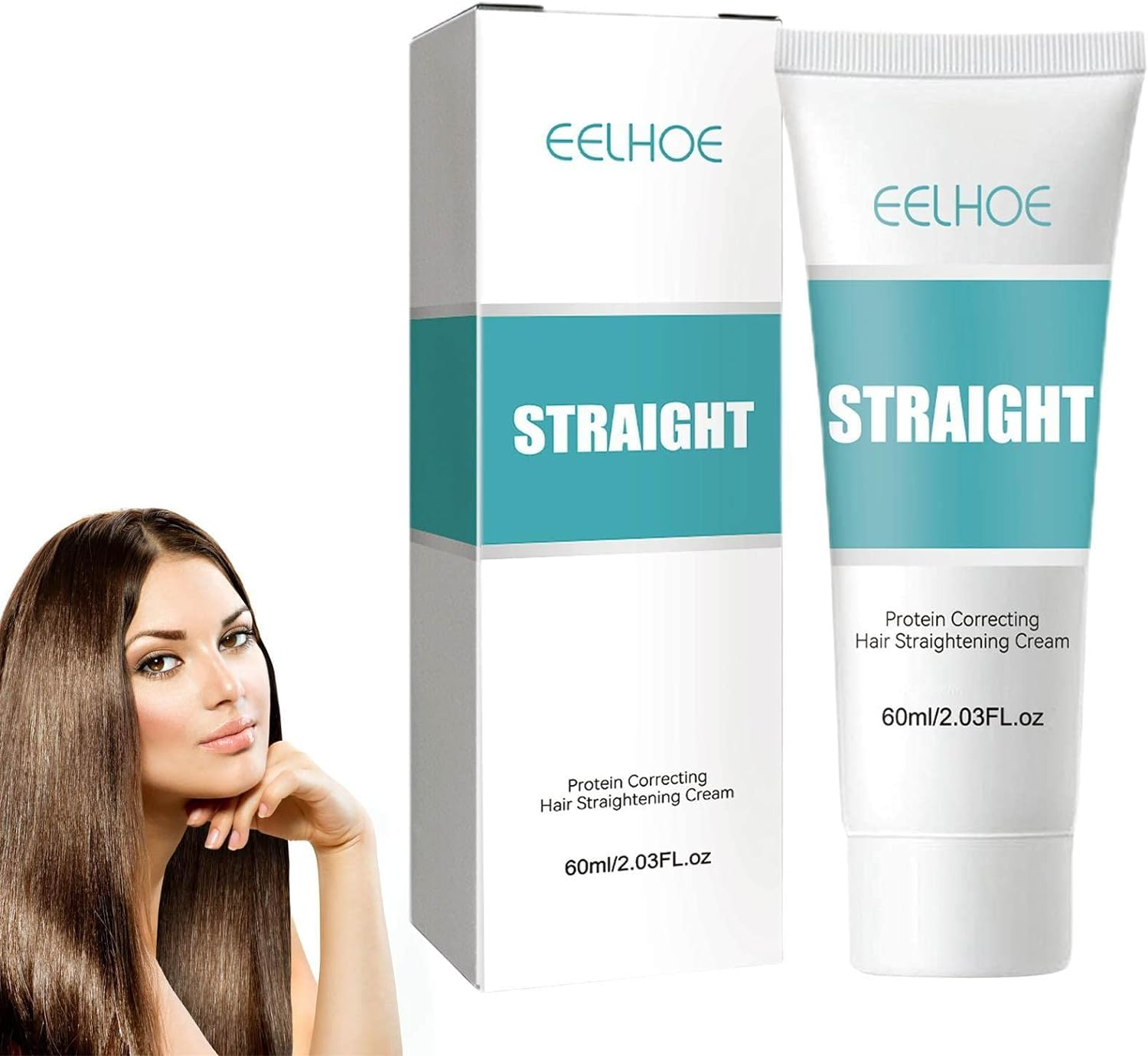 Straightening Cream for Curly Hair,Protein Correcting Curly Hair Straightener - 60Ml Women'S Hair Straightening Cream, Hair Smoothing Hair Protection Cream for Curly Hair and Dry