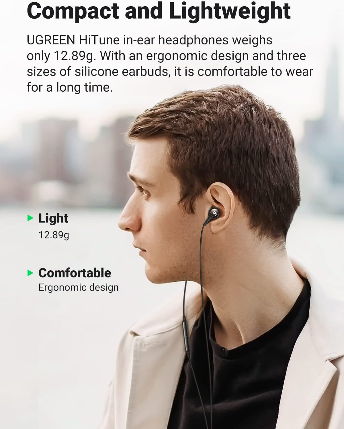 UGREEN 3.5Mm Earbuds Wired Headphones with Microphone and Volume Control Noise Cancelling Headphones Hifi Stereo Wired Earbuds Compatible with Galaxy A12 A52 Moto G Power G10 Google Pixel 4A image number 4