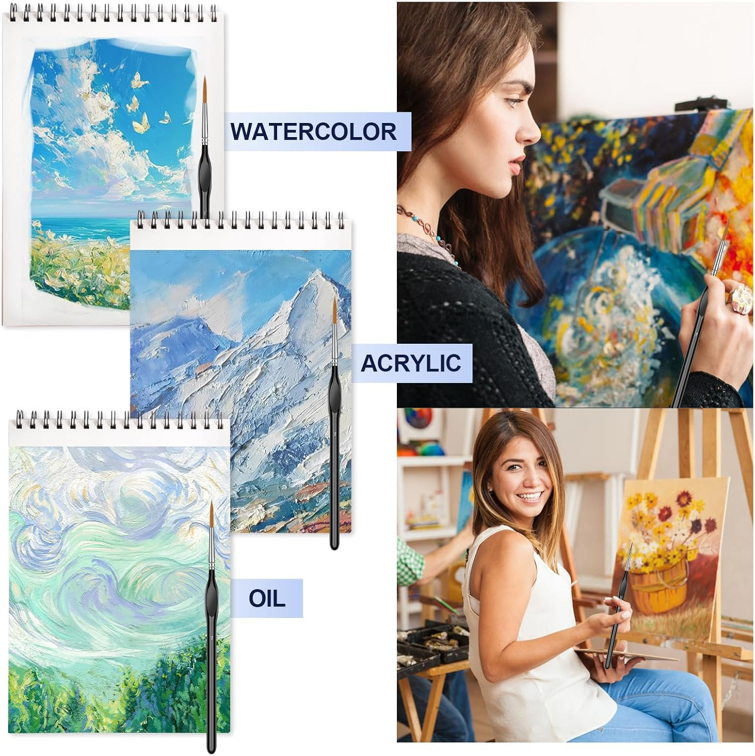 Kvadouly Professional Detail Paint Brushes Set &ndash; 11 Miniature Brushes for Acrylic, Watercolor, Oil, Models & Nail Art image number 3