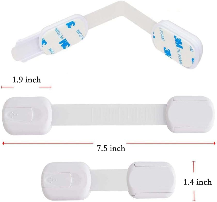 10 Pack Child Safety Cabinet Locks Baby Proofing Latches to Drawer Door Fridge Oven Toilet Seat Kitchen Cupboard Appliance Trash Can with 3M Adhesive image number 2