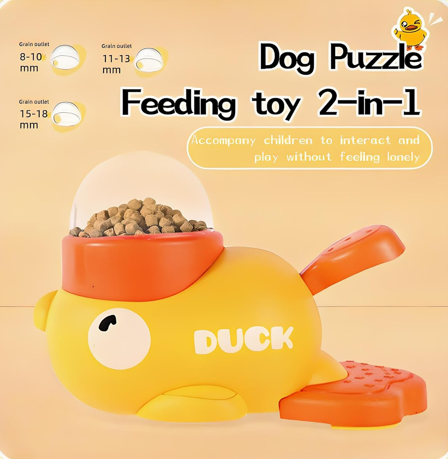 Tasmegol Dog Treat Dispenser Toy 2-In-1 Duck-Shaped Interactive Dog Food Slow Feeder Puzzle Toy image number 4
