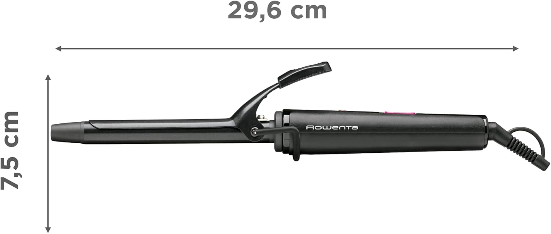 Rowenta CF2119 Curling Iron | 16Mm | Fixed Curls | Ceramic Coating | Soft Heat | Cool Tip | 360&deg; Rotating Cable | Safe Use | Black/Pink, Black/Red